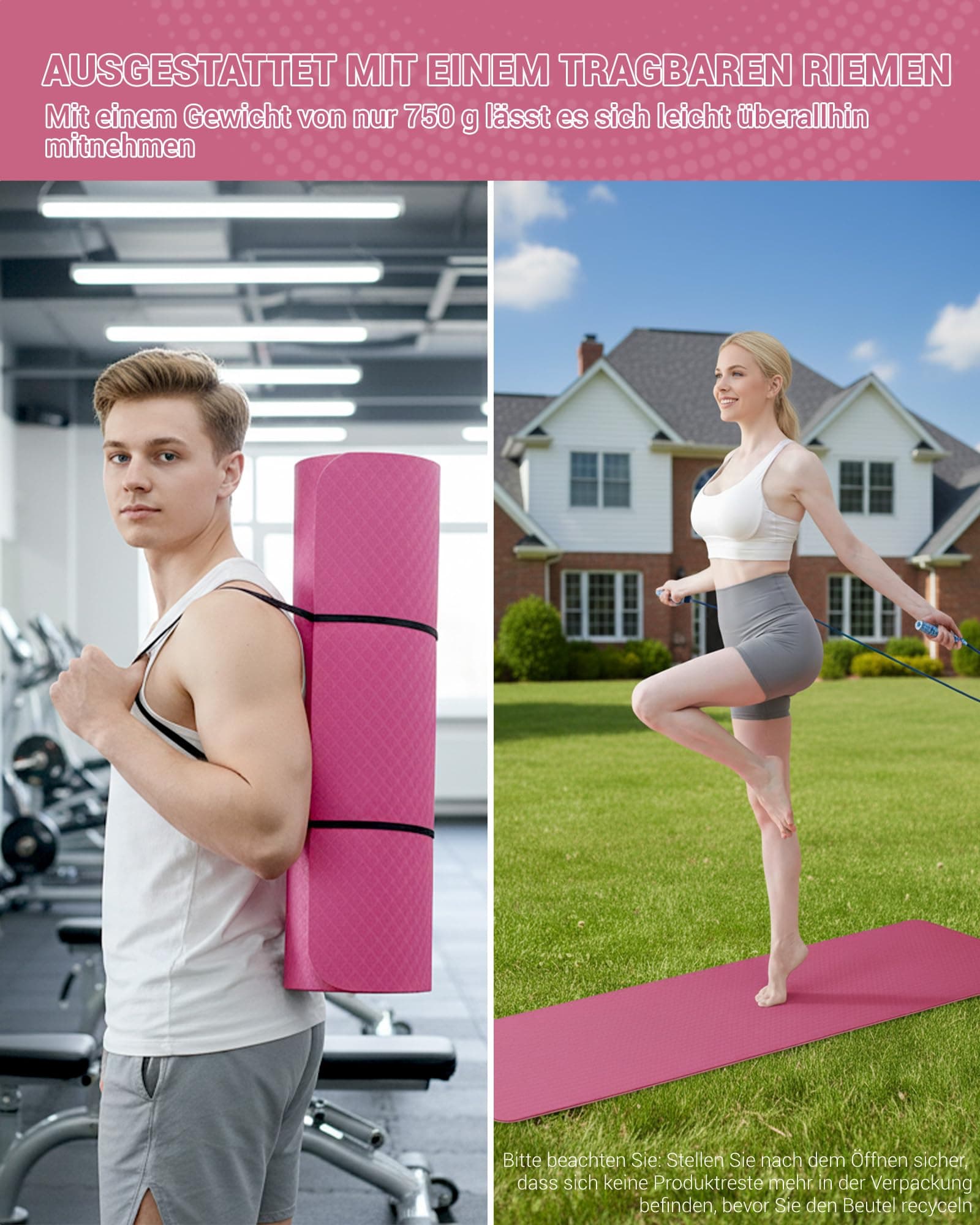 Narwhal Good Nite Gymnastikmatte Yogamatte Fitnessmatte Rutschfest – Bild 6