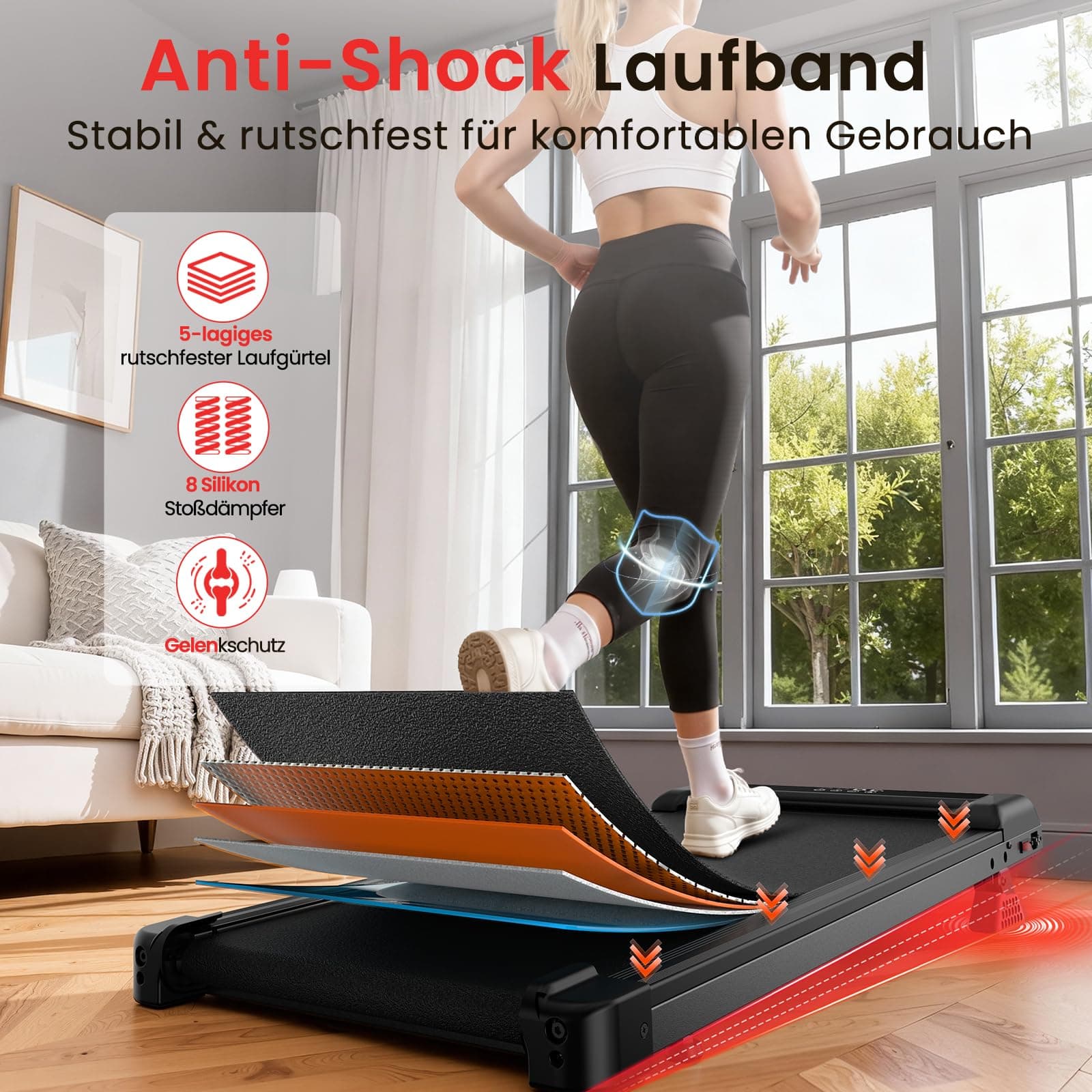 HOMEFITNESSCODE Walking Pad Laufband mit Neigung – Bild 6