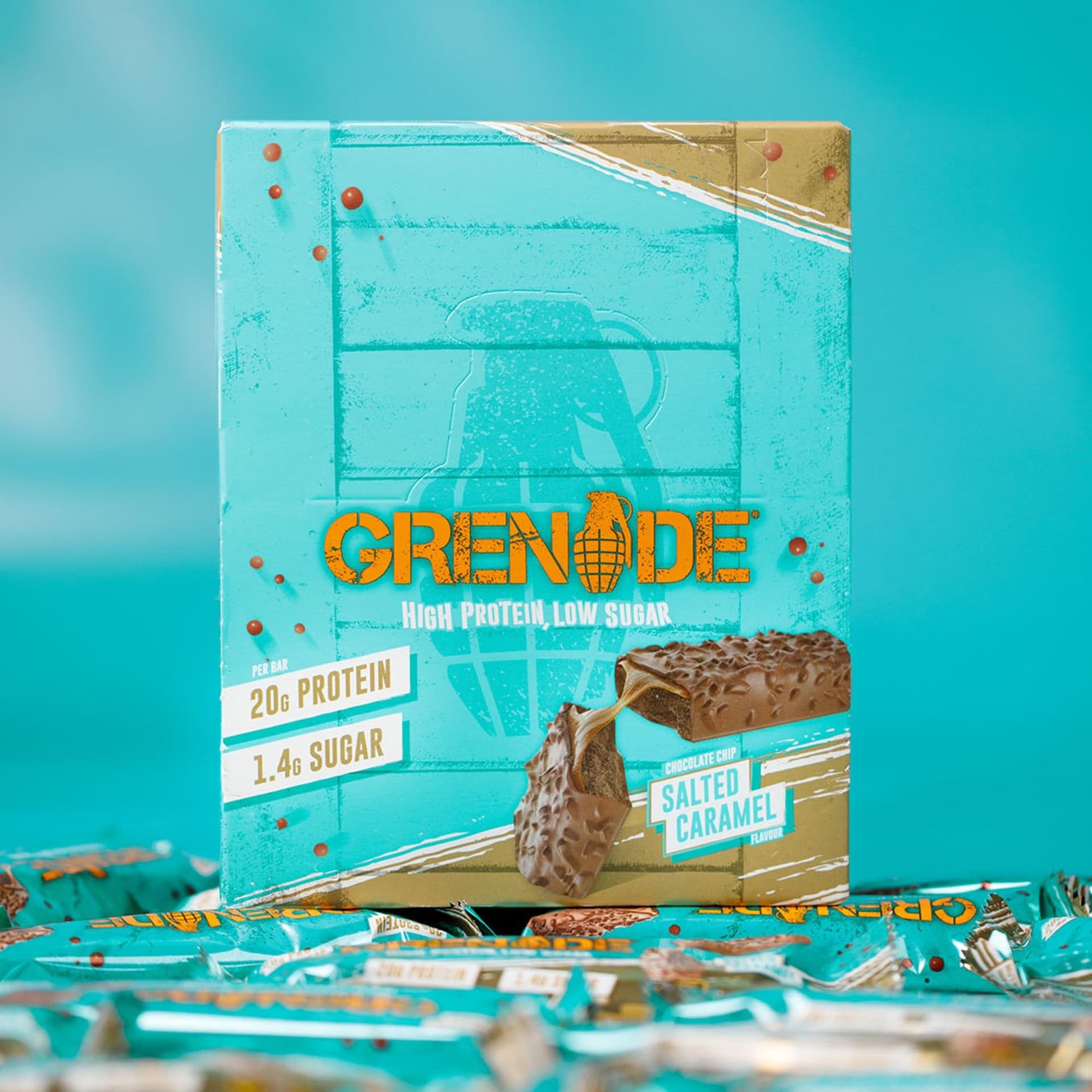 Grenade High Protein, Low Sugar Bar - Chocolate Chip Salted Caramel, 12 x 60 g – Bild 4