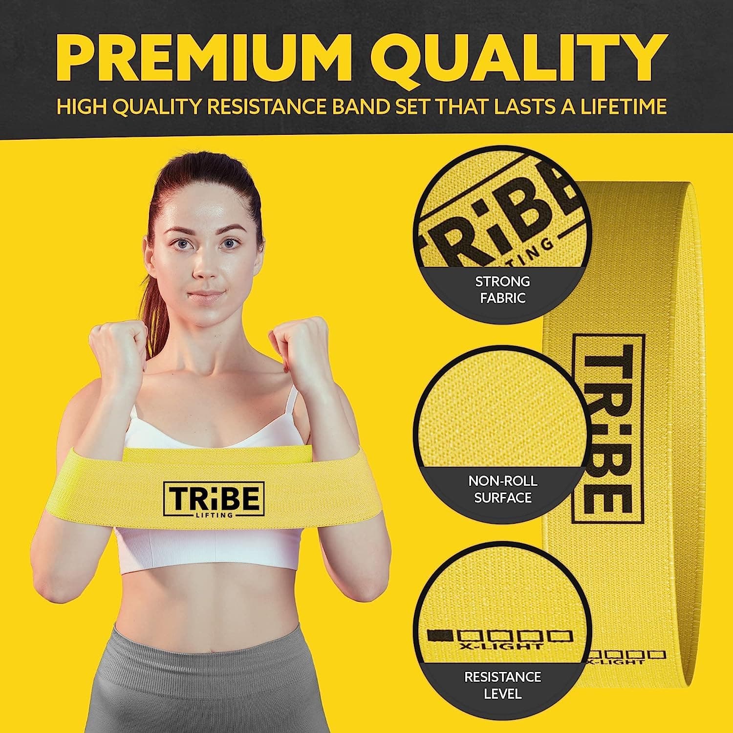 Tribe Lifting Fabric Resistance Bands for Working Out – Bild 6