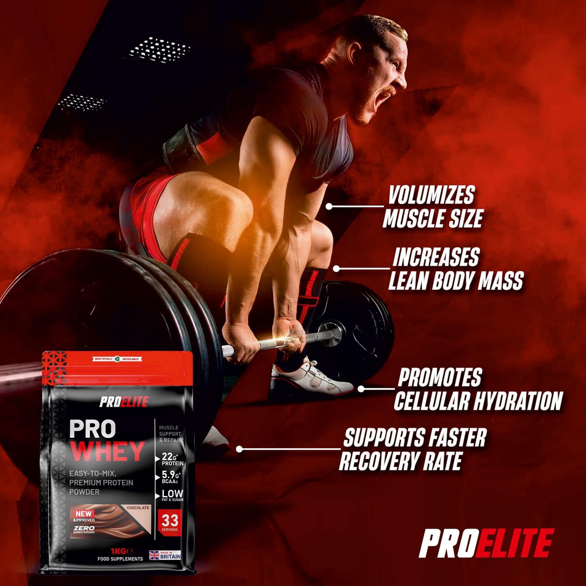 PROELITE Pro Whey Protein Powder 1kg – Bild 7