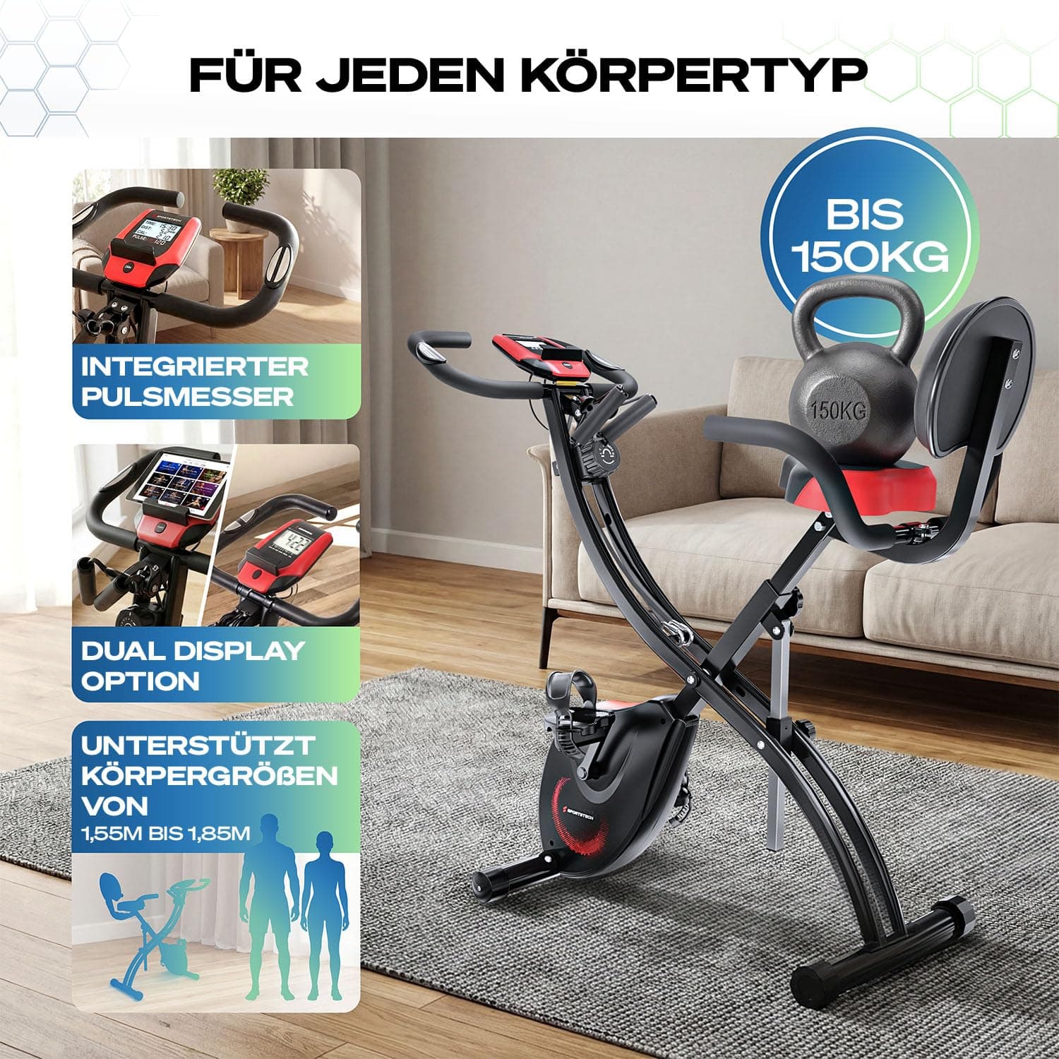 Sportstech Heimtrainer Fahrrad Klappbar X150 – Bild 5