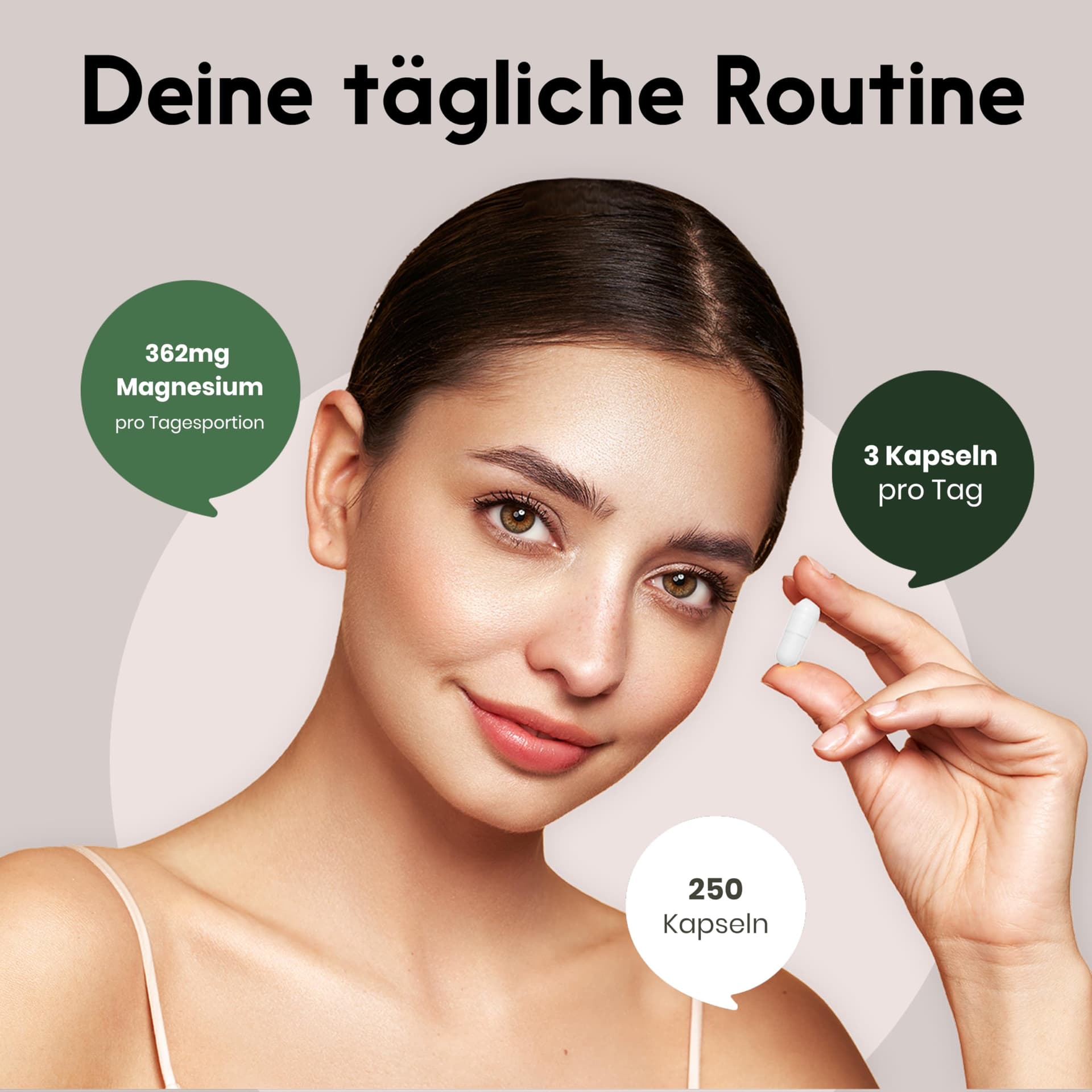 Bloom Naturals Beauty Supplements Magnesium Bisglycinat Hochdosiert - 250 Kapseln – Bild 3