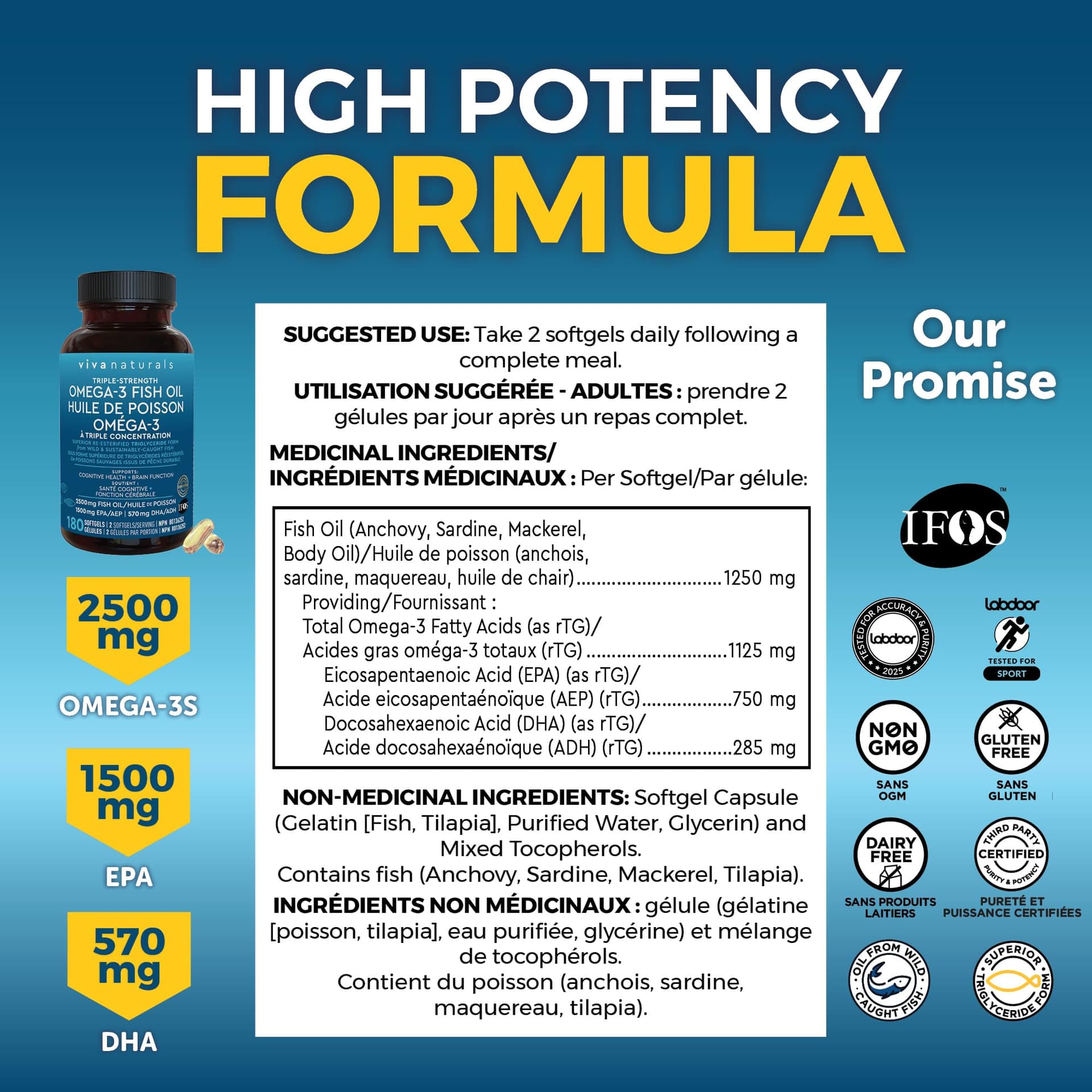 Viva Naturals Fish Oil Omega 3 Supplements – 2500 mg – Bild 2