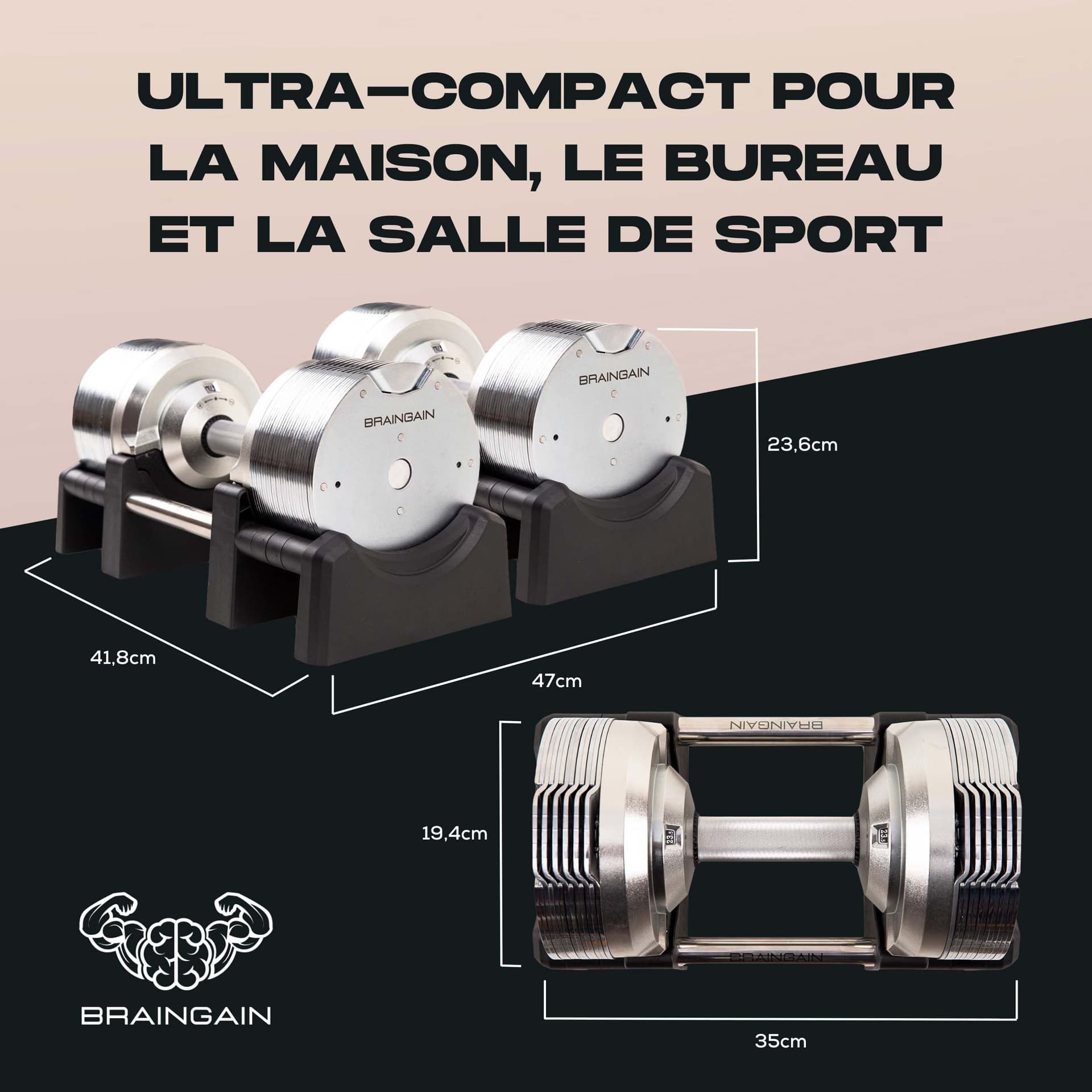 BRAINGAIN Verstelbare Dumbbell Set 23,5kg – Bild 6