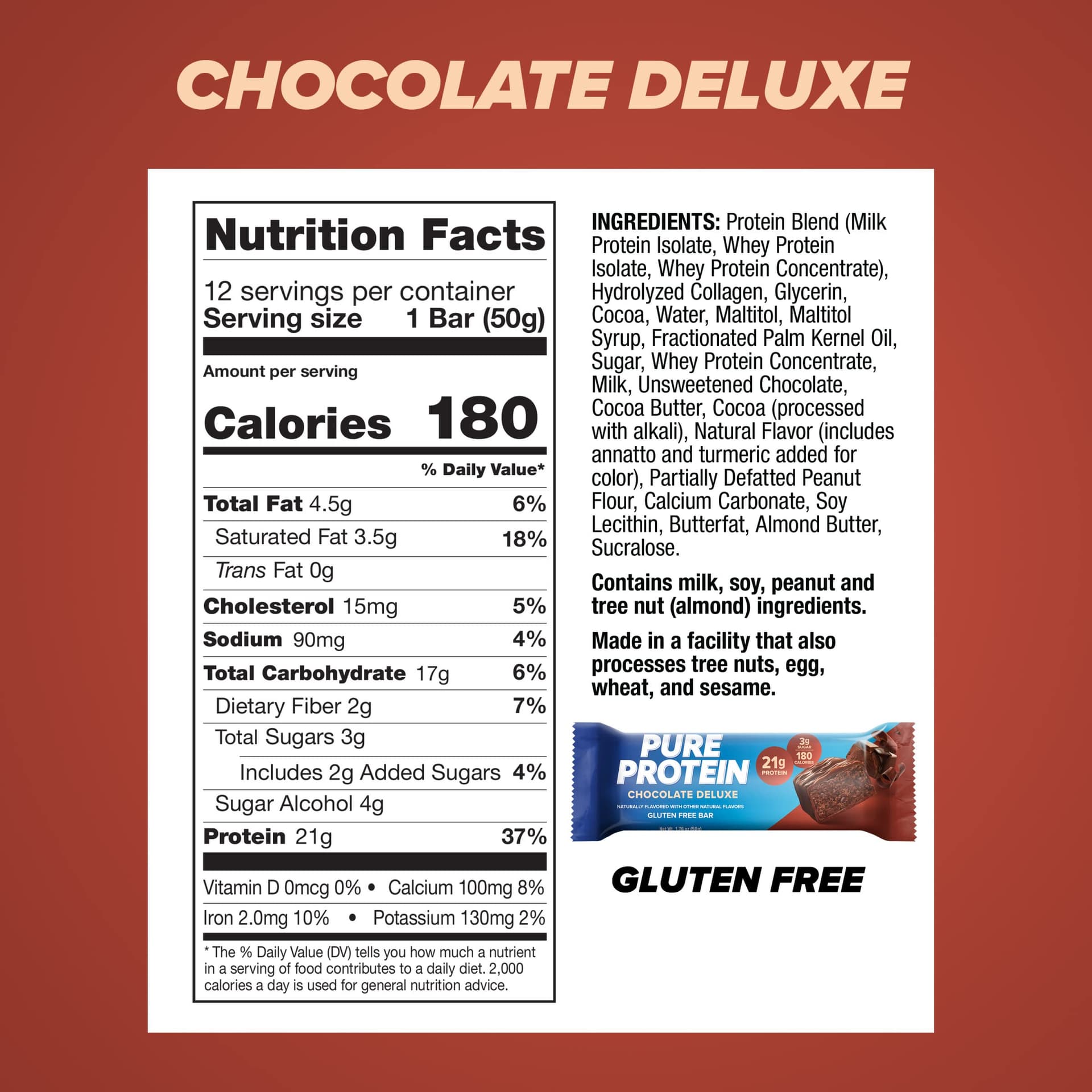 Pure Protein Chocolate Deluxe Protein Bars – 21g – Bild 3
