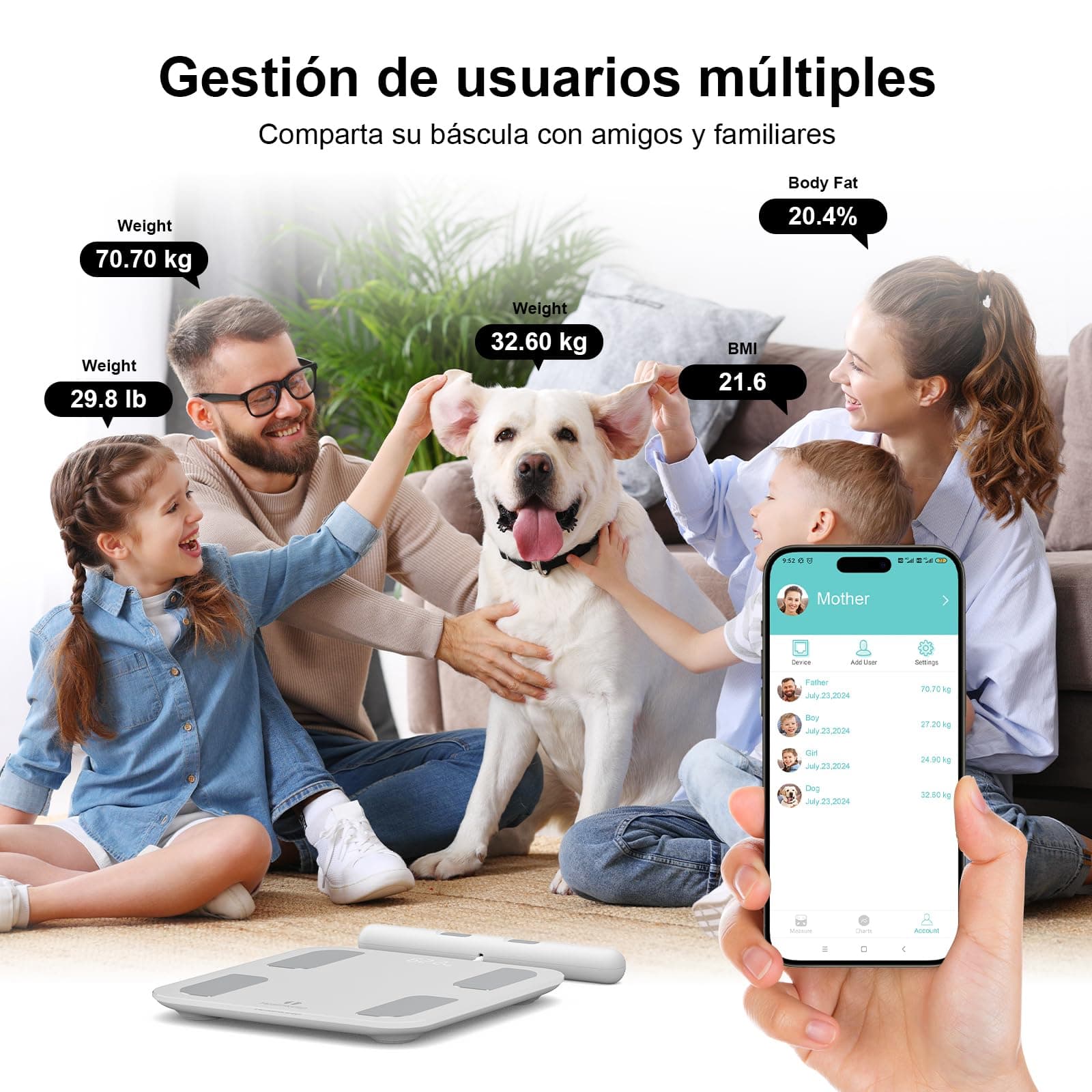 Healthkeep Pèse Personne Impédancemètre Balance Connectée avec 8 – Bild 7