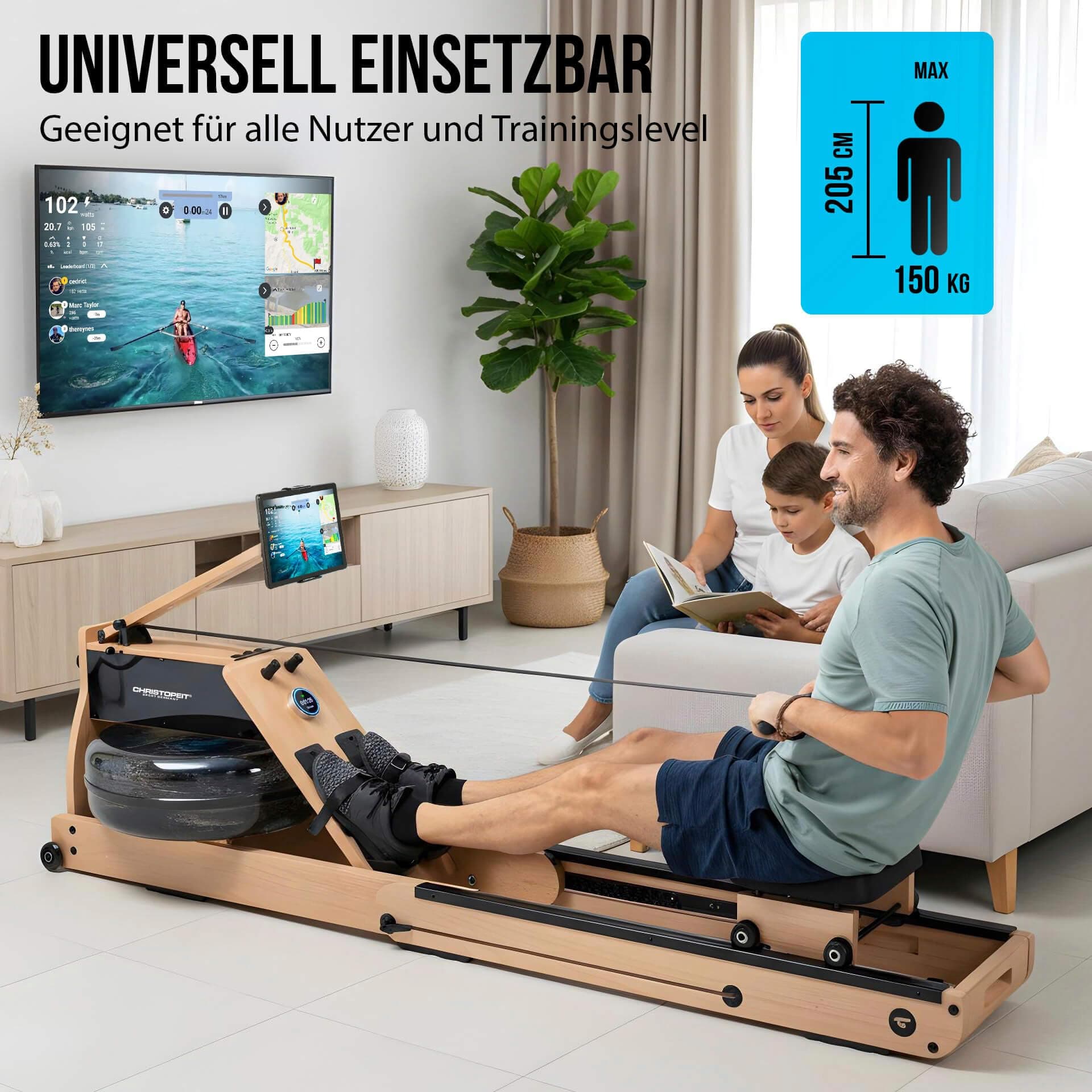 CHRISTOPEIT SPORT GERMANY Christopeit Wasserrudergerät klappbar für Zuhause – Bild 7