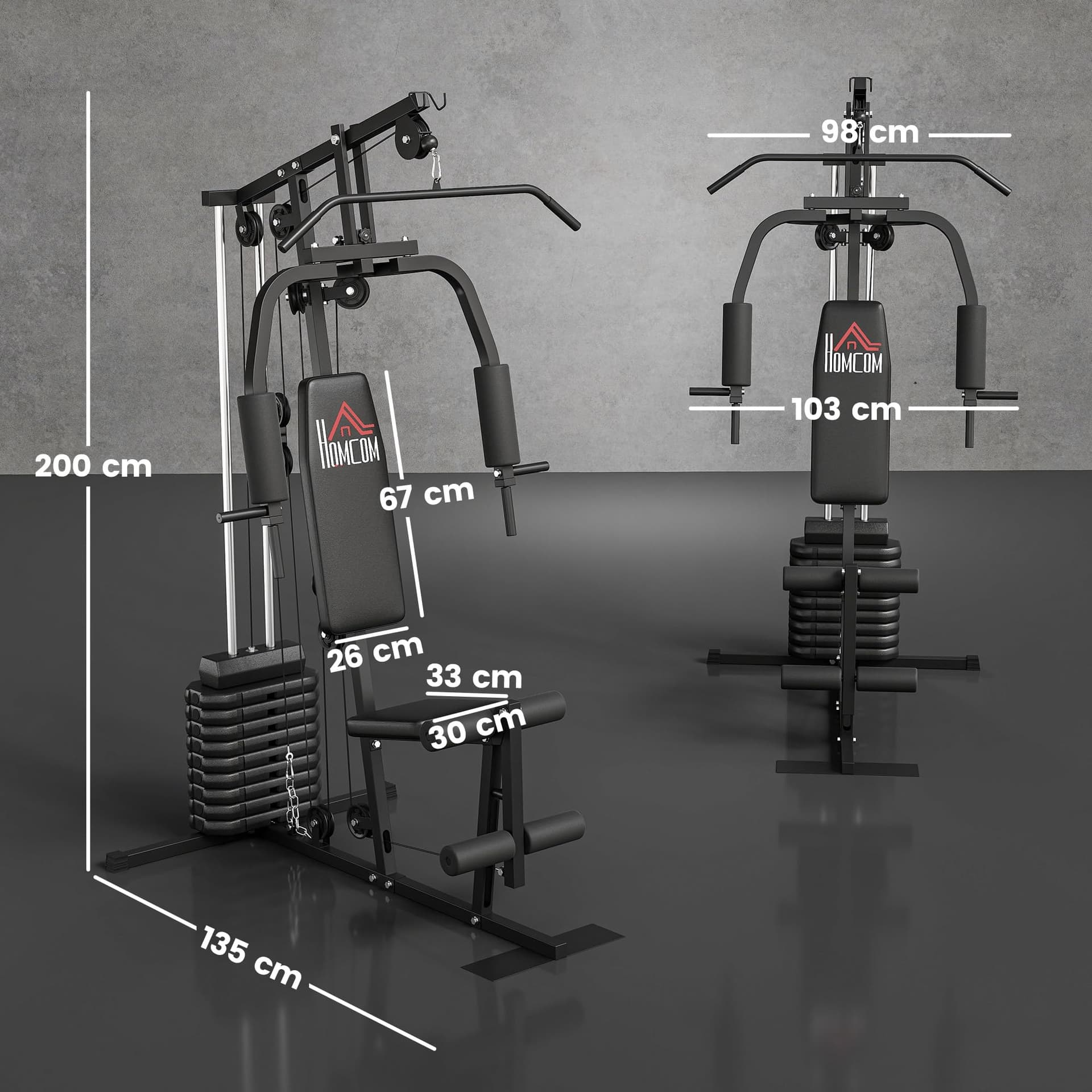 HOMCOM Fitnessstation voor krachttraining, met 9 gewichtsblokken van 5 kg – Bild 7