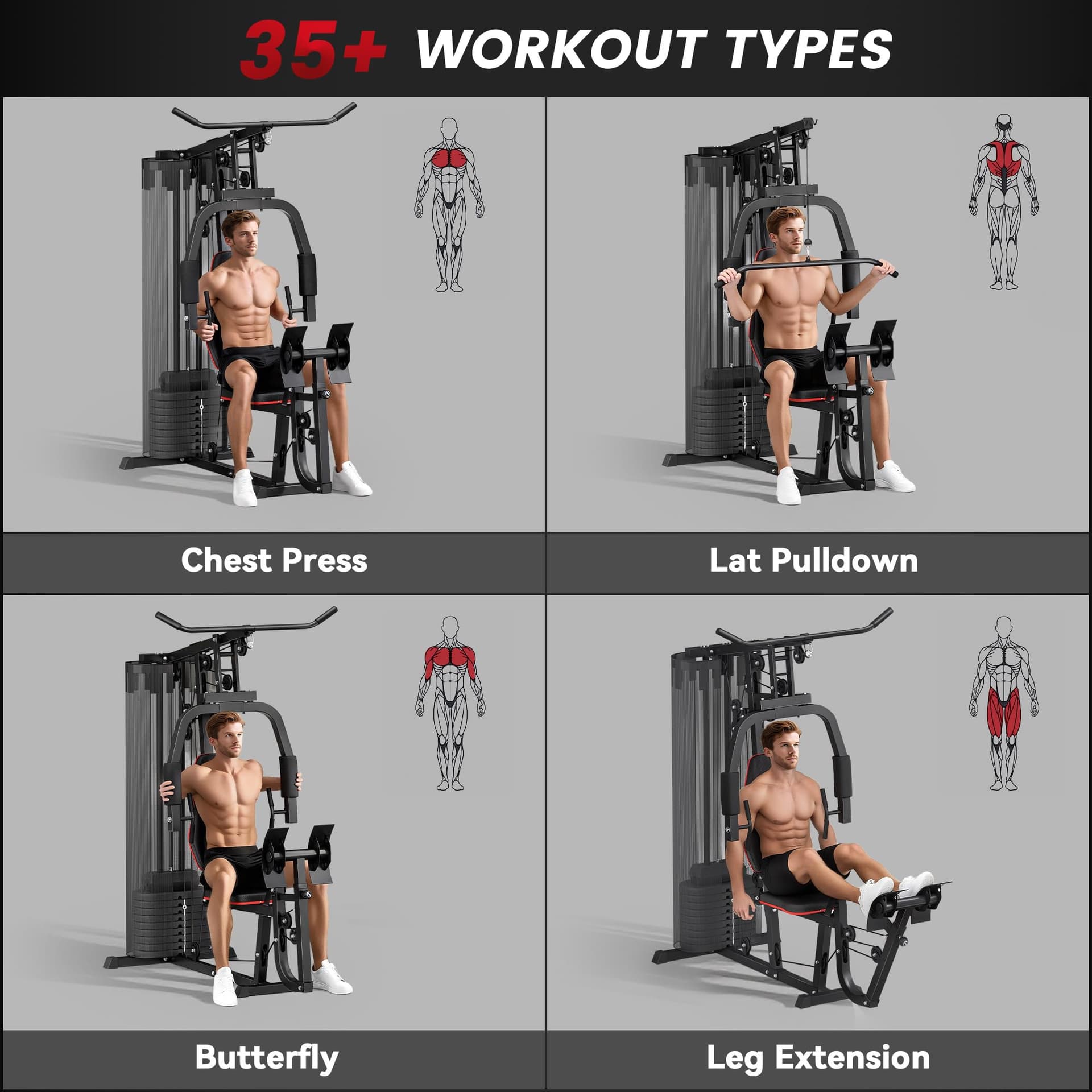 SPORTNOW Compact Home Gym System with 45kg – Bild 3