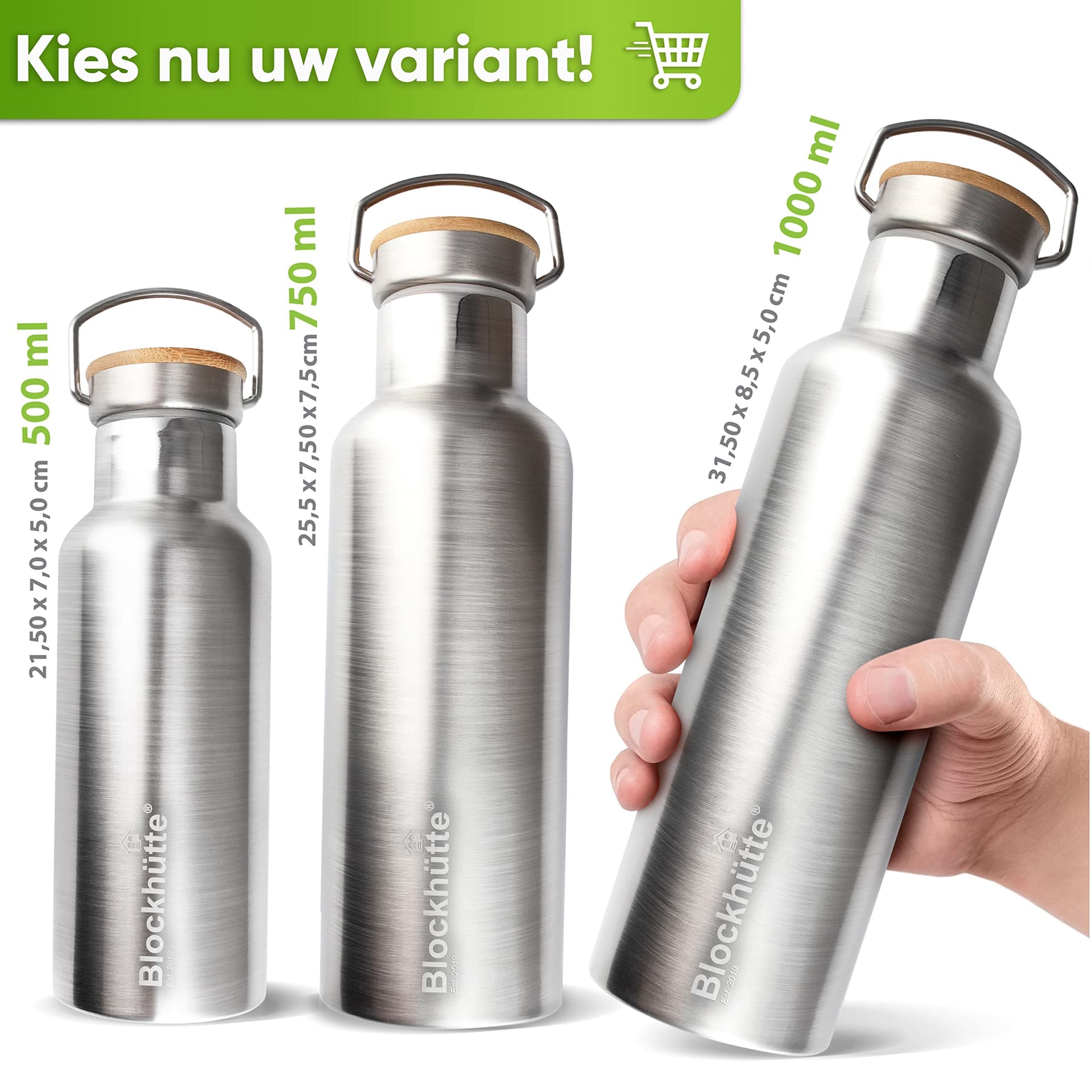 Blockhütte Stainless Steel Water Bottle I 1L – Bild 7