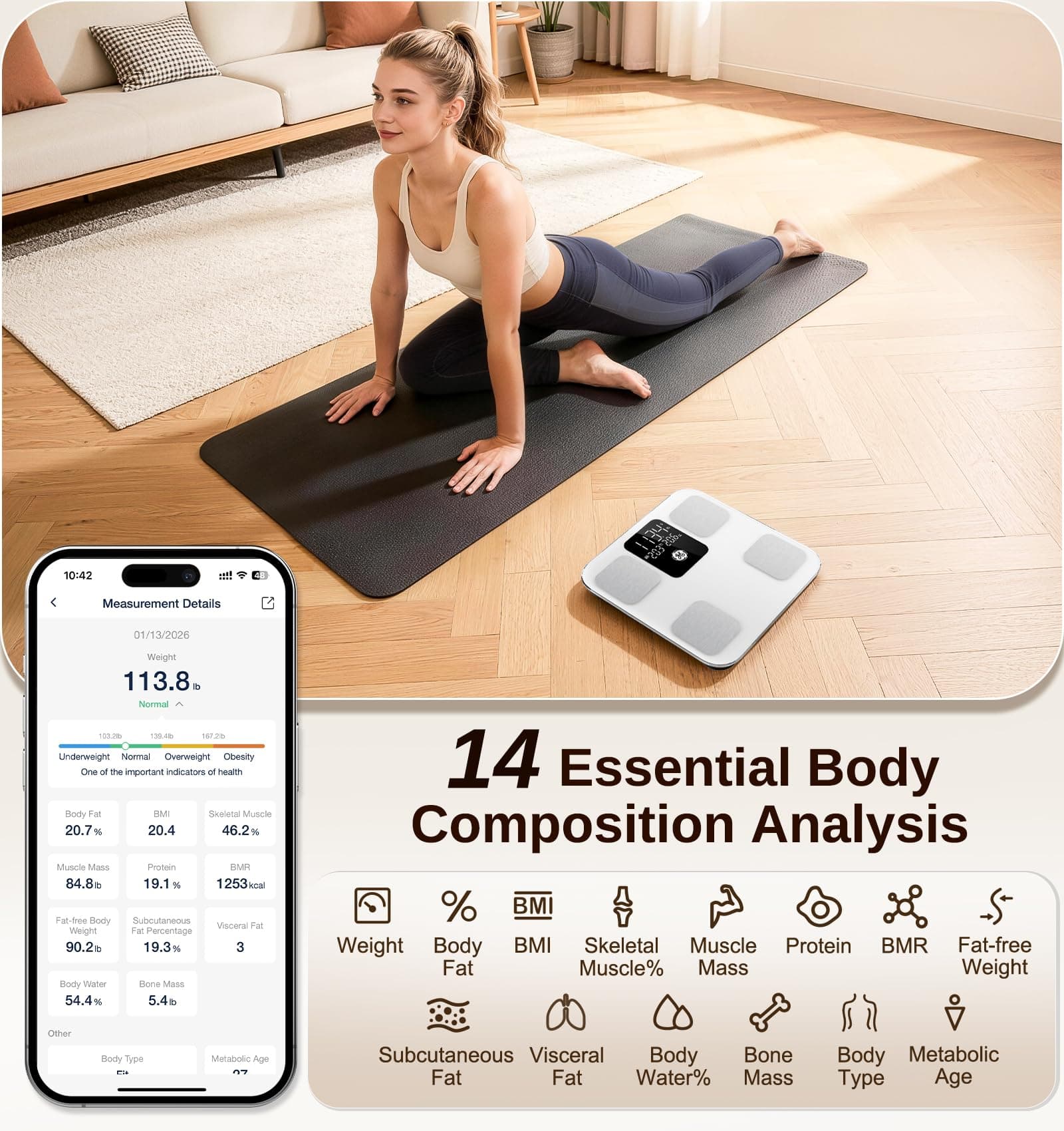 Global eFit Inc. (Manufactured under GE license) GE Smart Scale for Body Weight: Body Fat – Bild 3