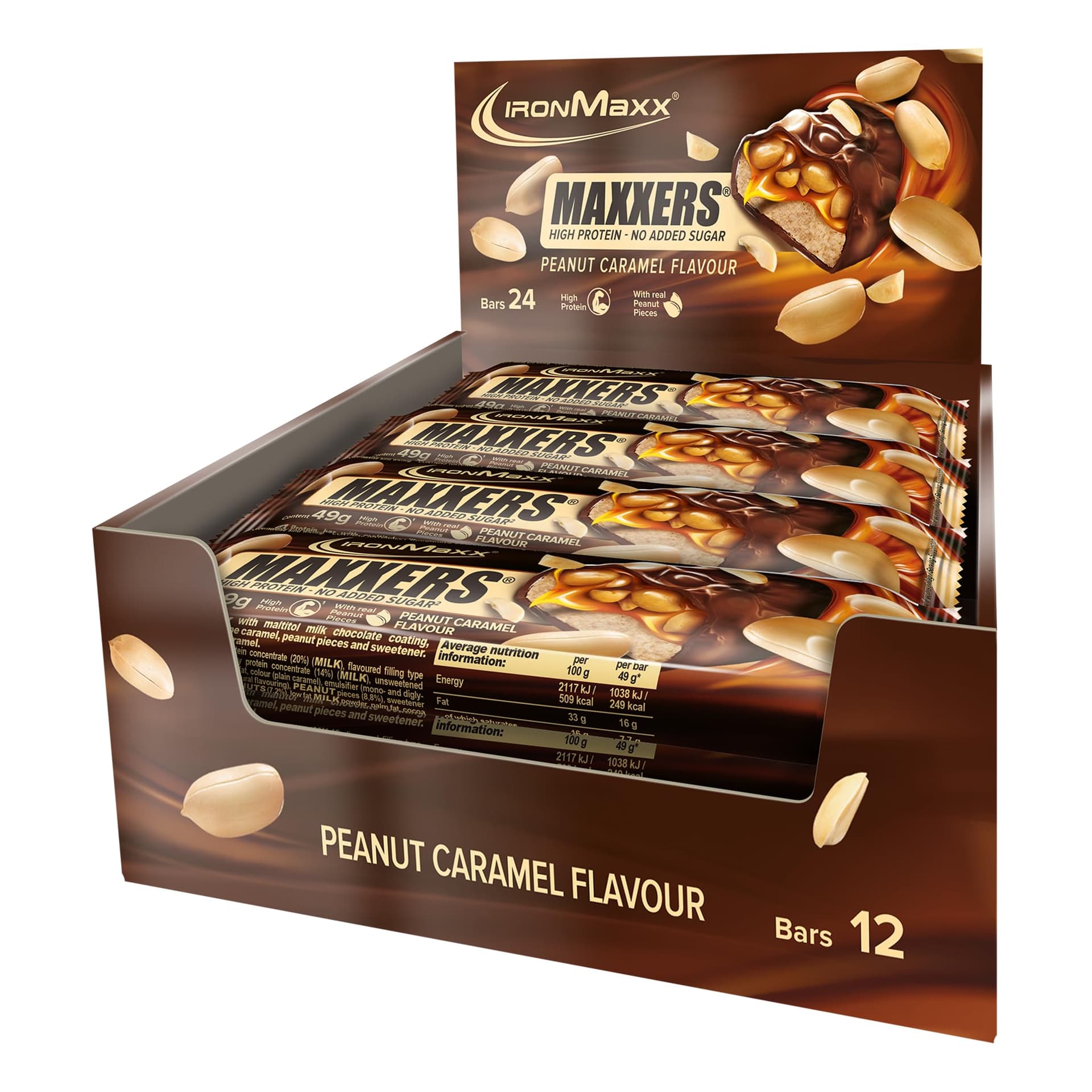 IronMaxx IronMaxx Maxxers Proteinriegel - Peanut Caramel 12x49g