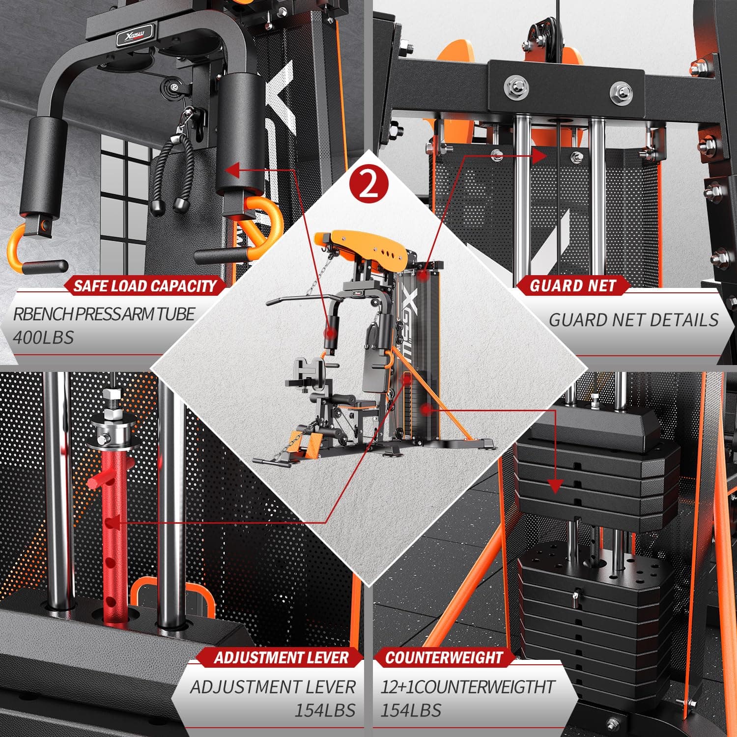 XGSW XINGESIWR XGSW Multi-Function Home Gym Workout Station – Bild 2