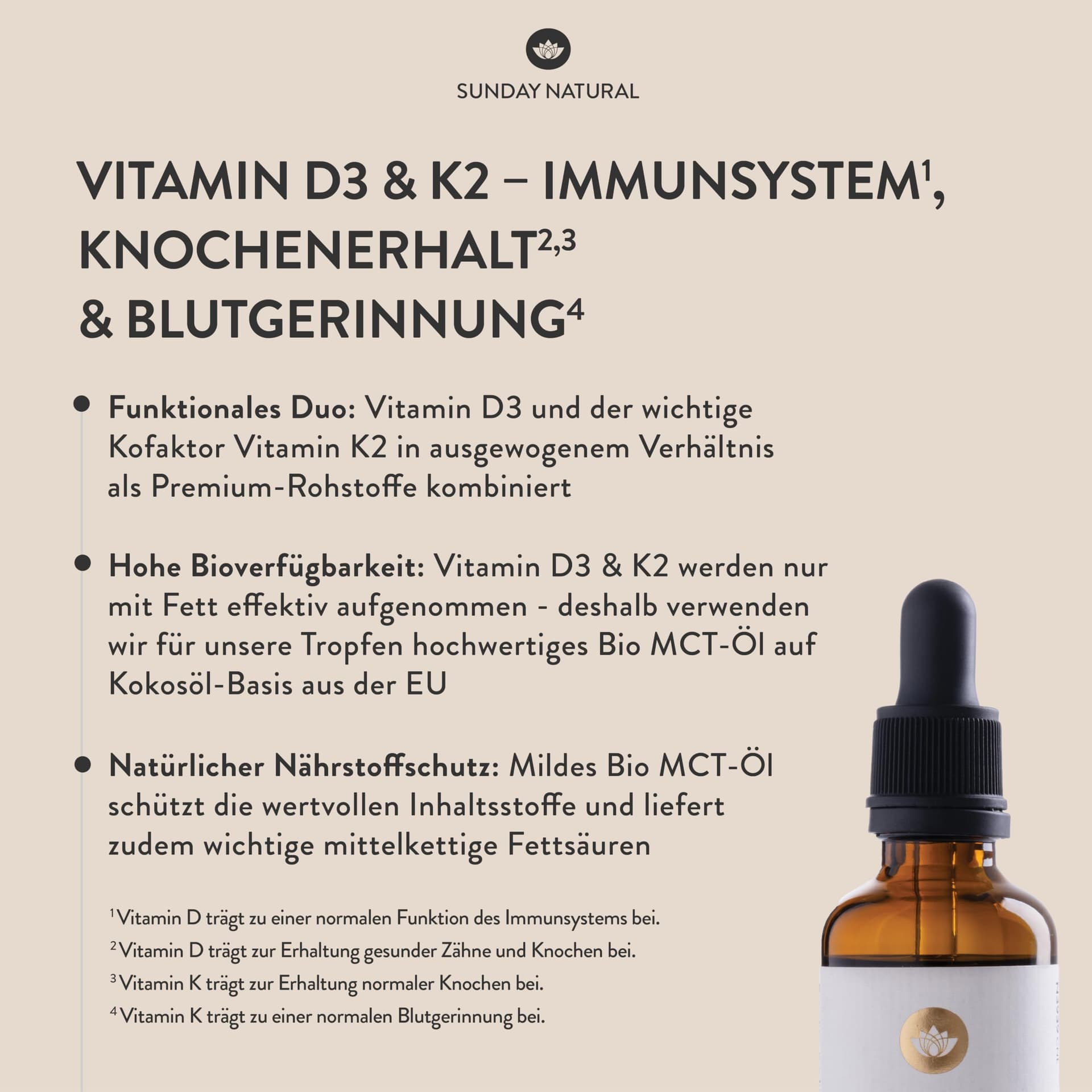 SUNDAY NATURAL® Vitamin D3 K2 Tropfen – Bild 4