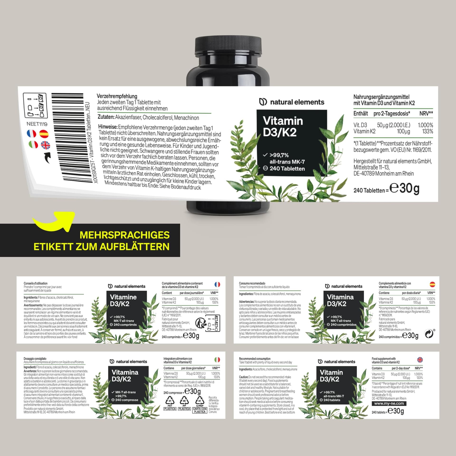 Natural Elements Vitamin D3 + K2 – Bild 6