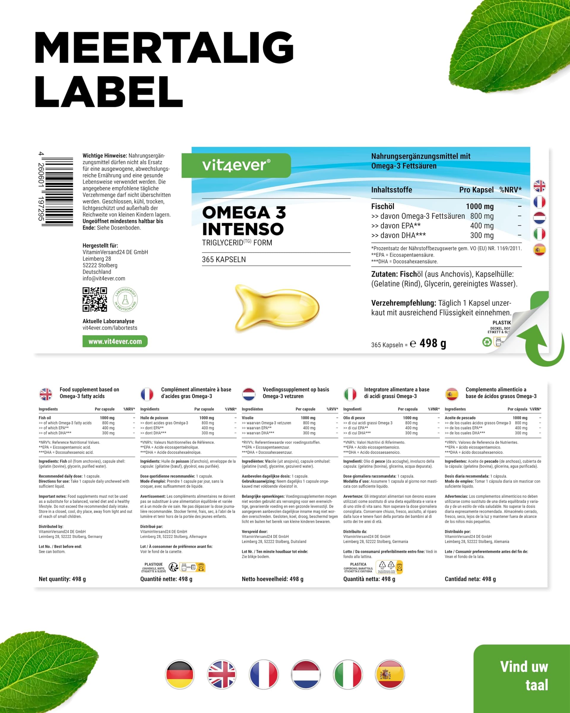 Vit4ever Premium Omega 3 met 80% Omega-3-Vetzuren - 365 Capsules – Bild 7