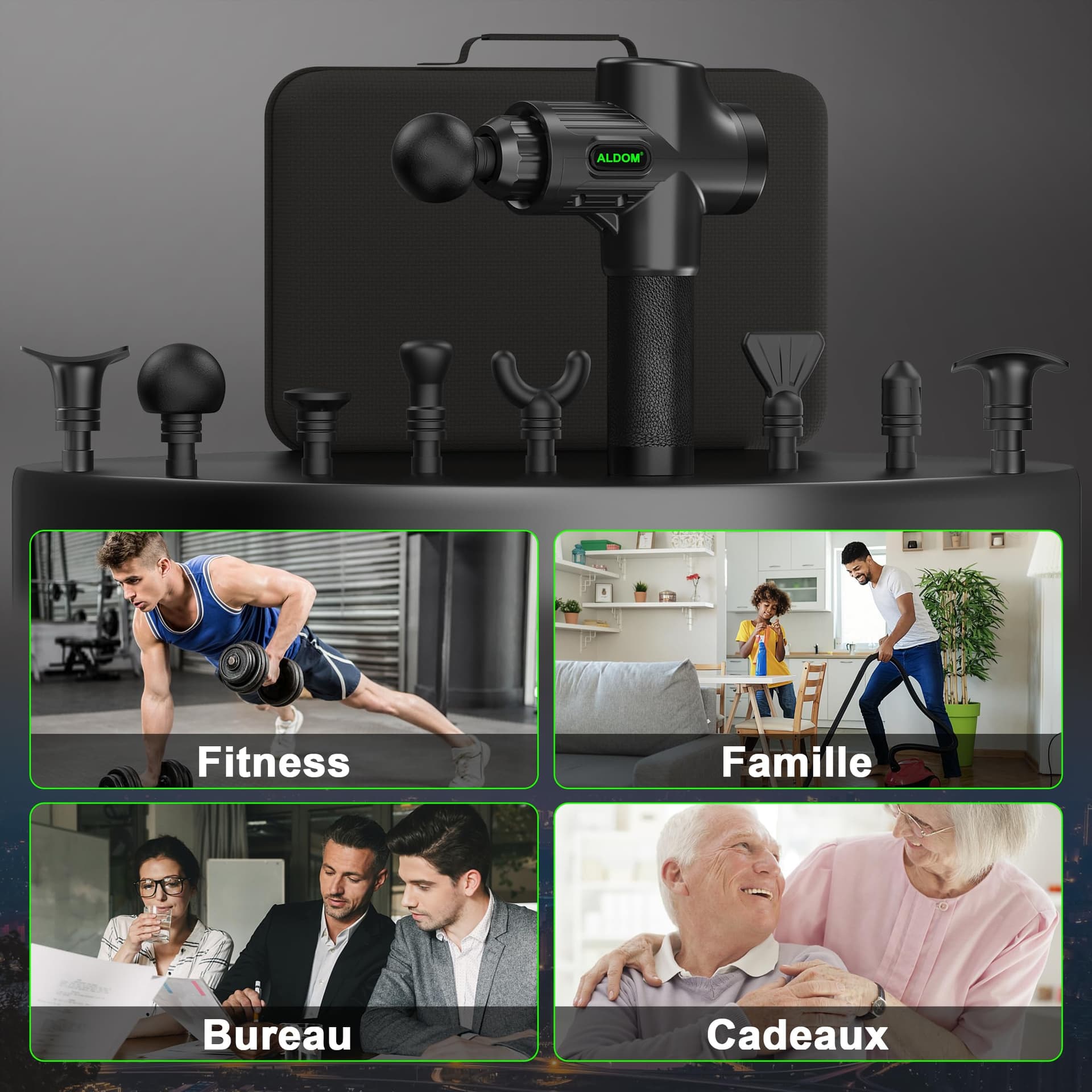 ALDOM Pistolet de Massage Musculaire ALDOM Appareil de Masseur de – Bild 6