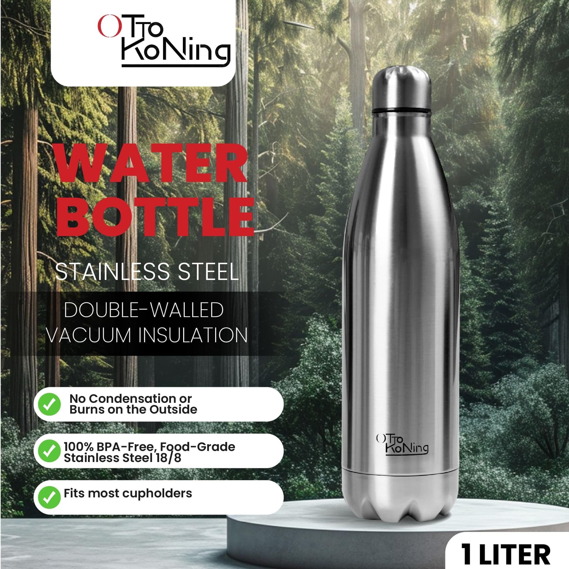 Otto Koning Botella de Agua Acero Inoxidable 1 Litro-Otto – Bild 2