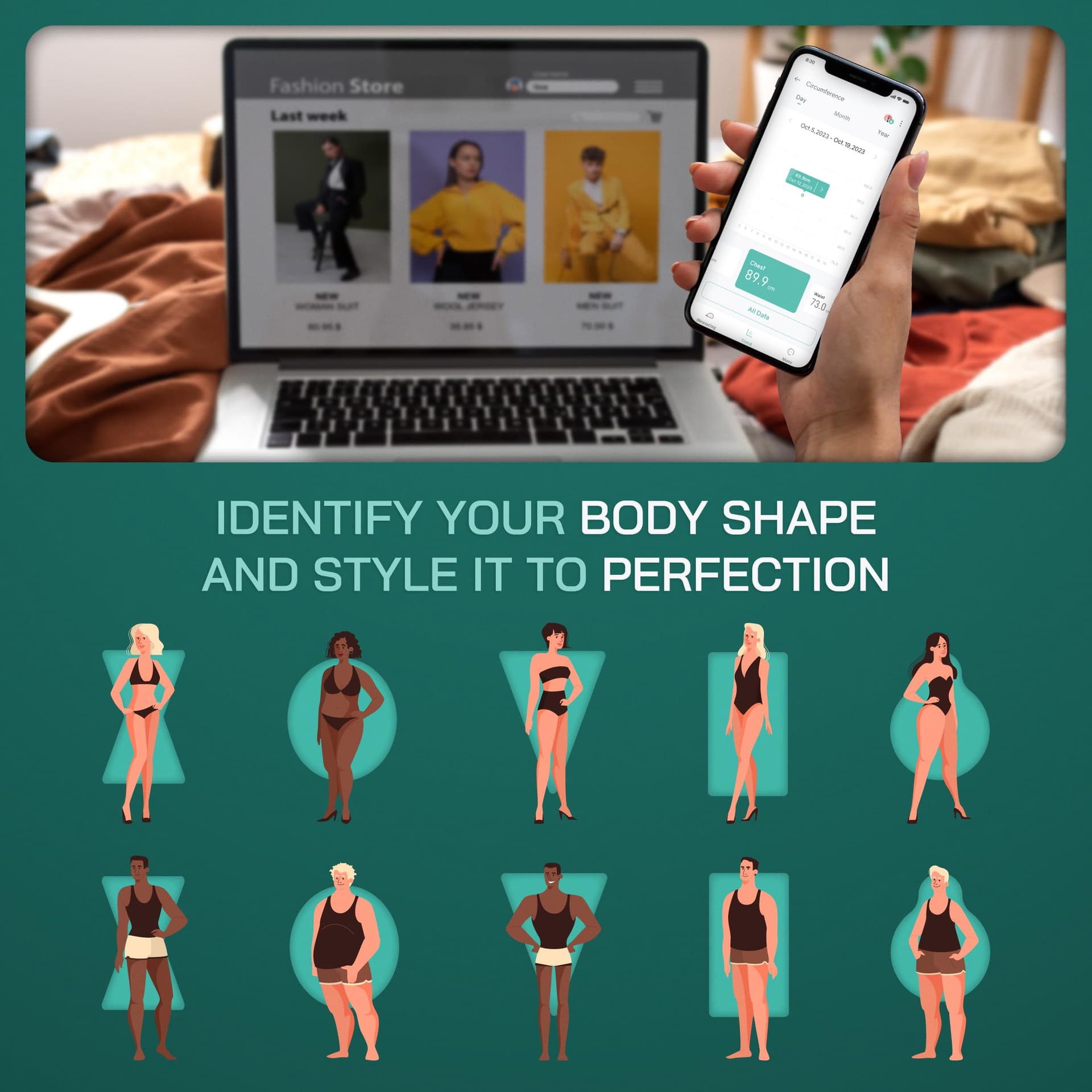 Bisonbody Smart Body Measuring Tape with App – Bild 6