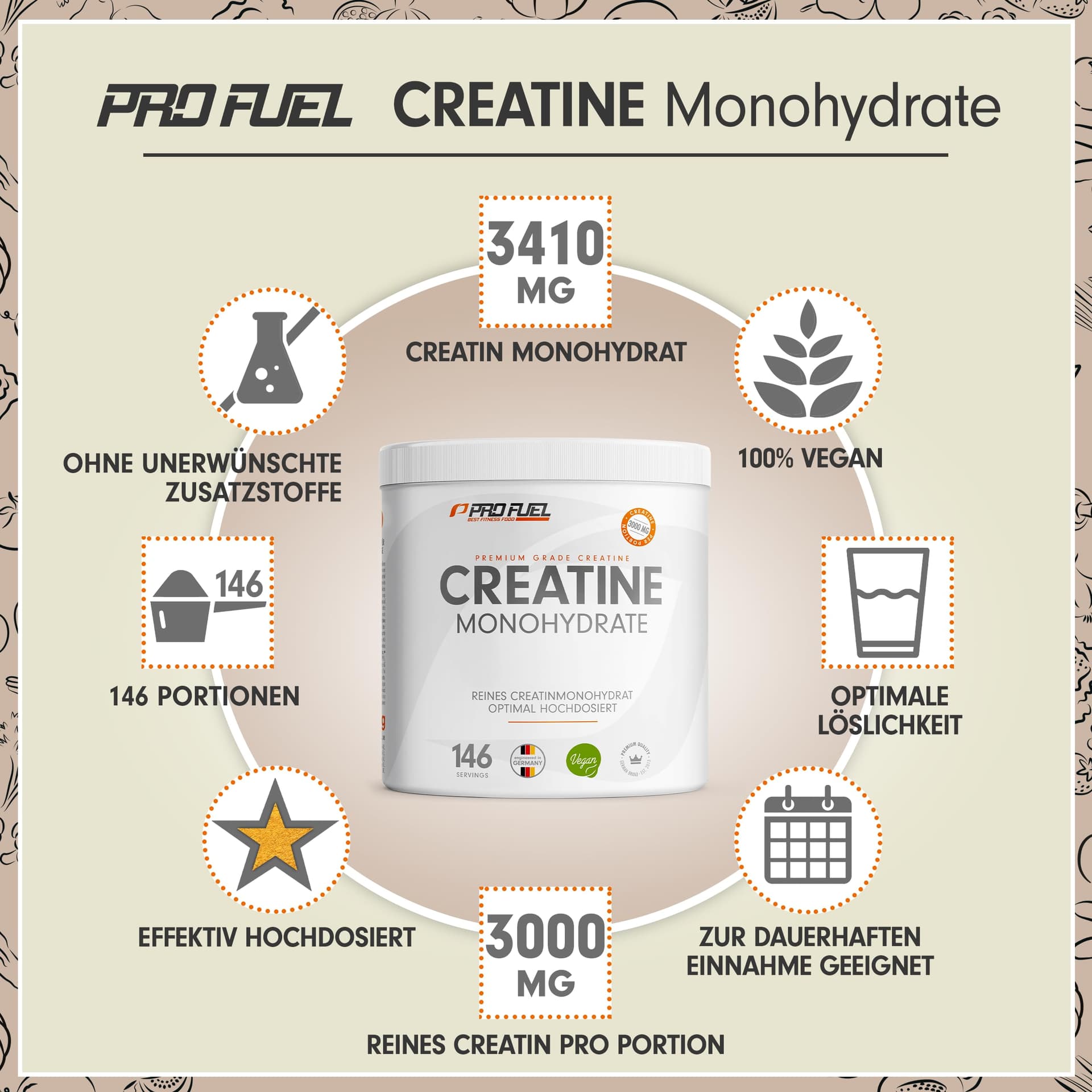ProFuel Creatin Monohydrat Pulver 500g – Bild 2