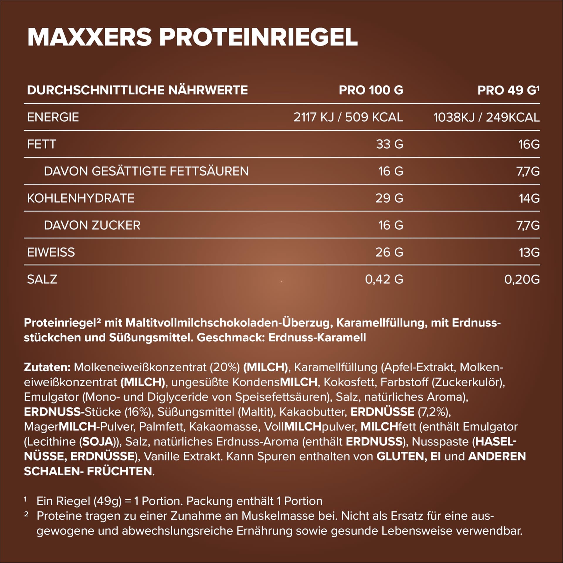IronMaxx Maxxers Proteinriegel - Peanut Caramel 12x49g – Bild 4