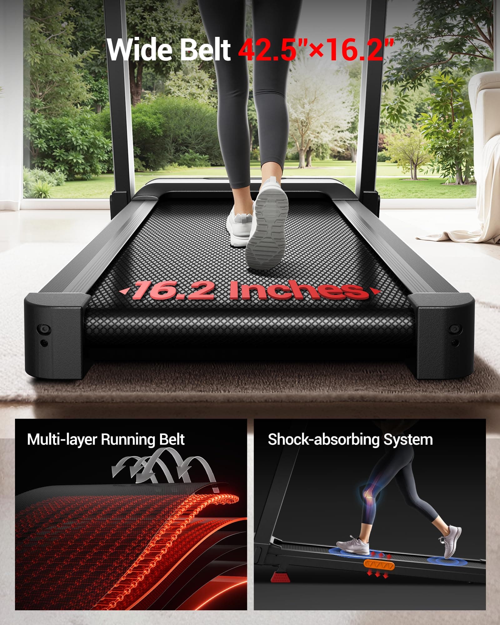 CURSOR FITNESS Foldable Treadmill for Home with 20% Incline – Bild 6