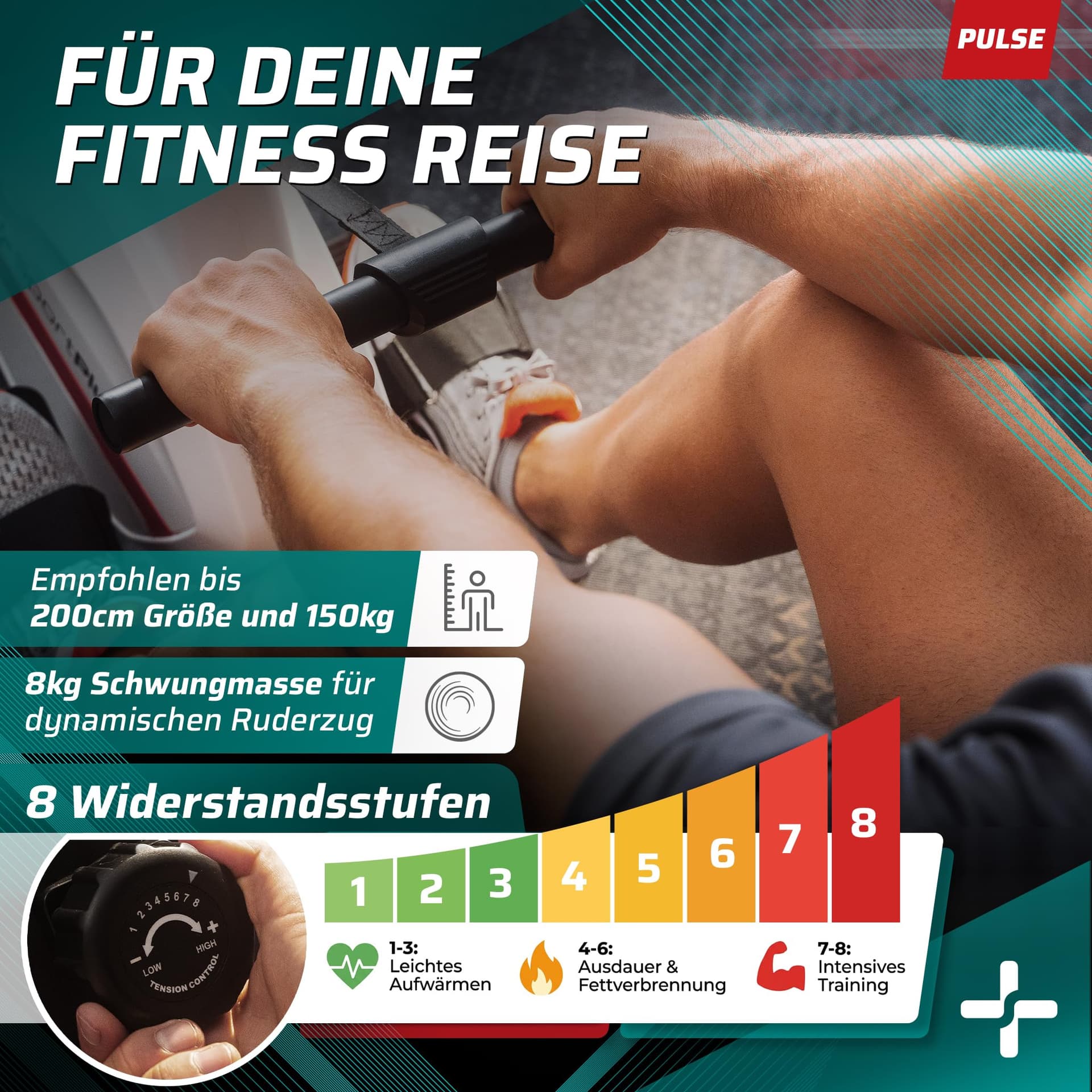 SportPlus Rudergerät für zuhause klappbar – Bild 4