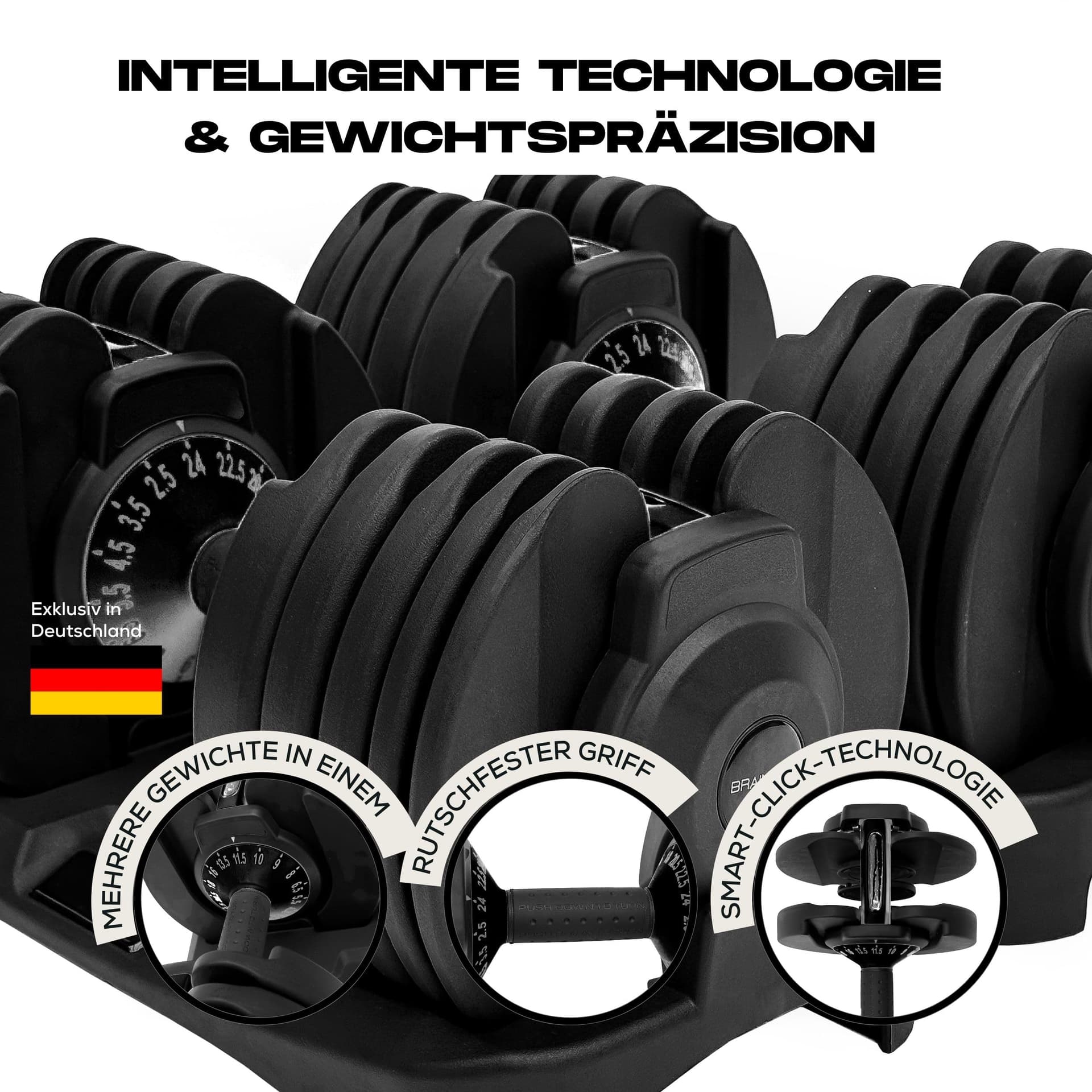 BRAINGAIN 15-in-1 verstellbares Hantelset 24 kg – Bild 3