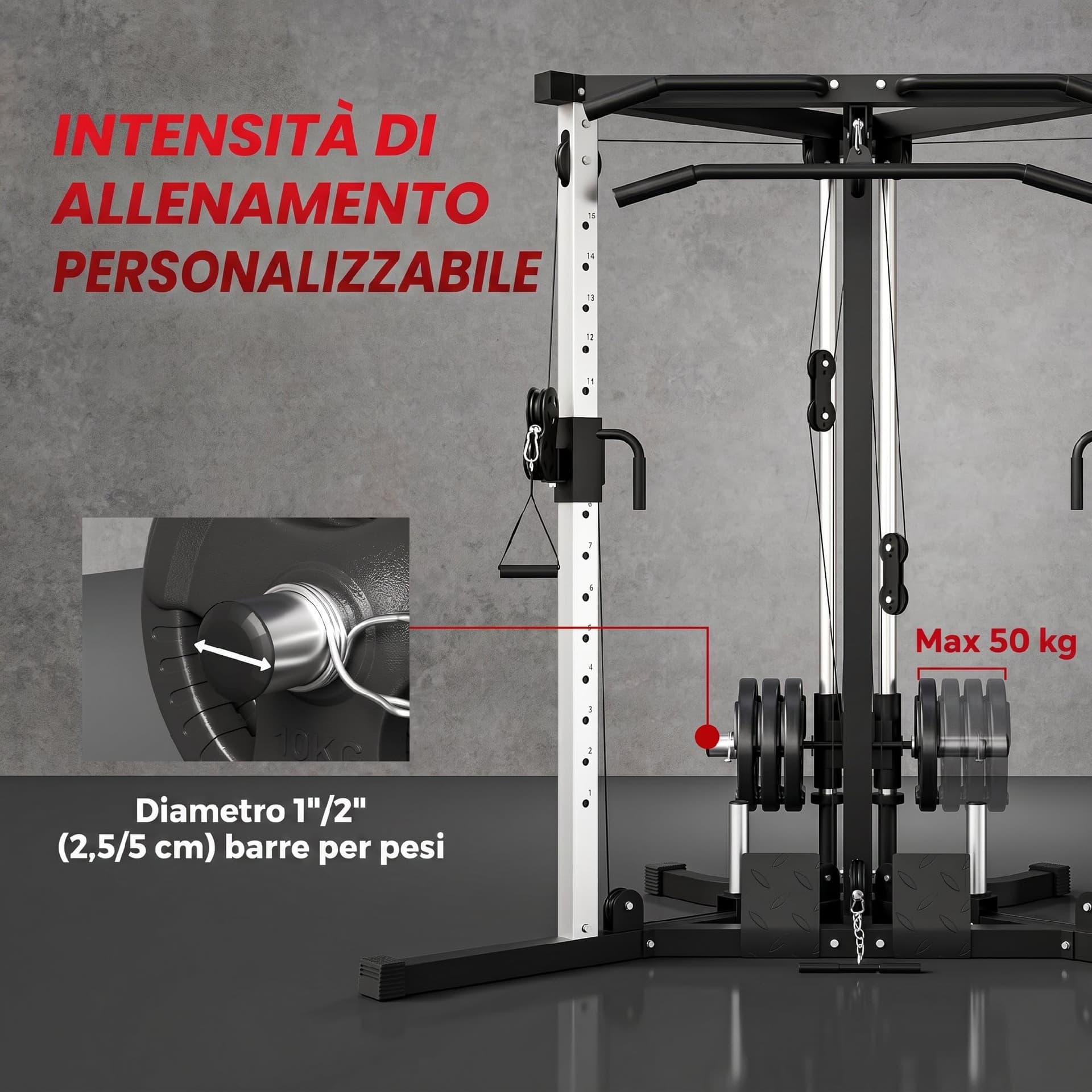 SPORTNOW Power Tower con 15 Posizioni Regolabile – Bild 5