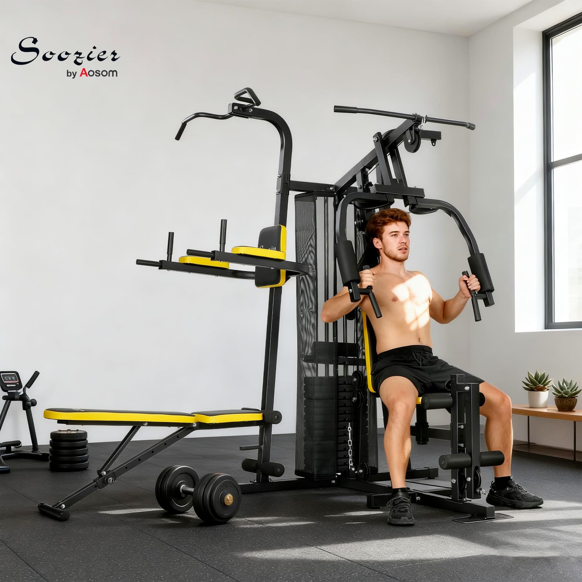Soozier All-in-One Home Gym Machine System, Multifunctional Weight Machine with 152 lbs – Bild 2