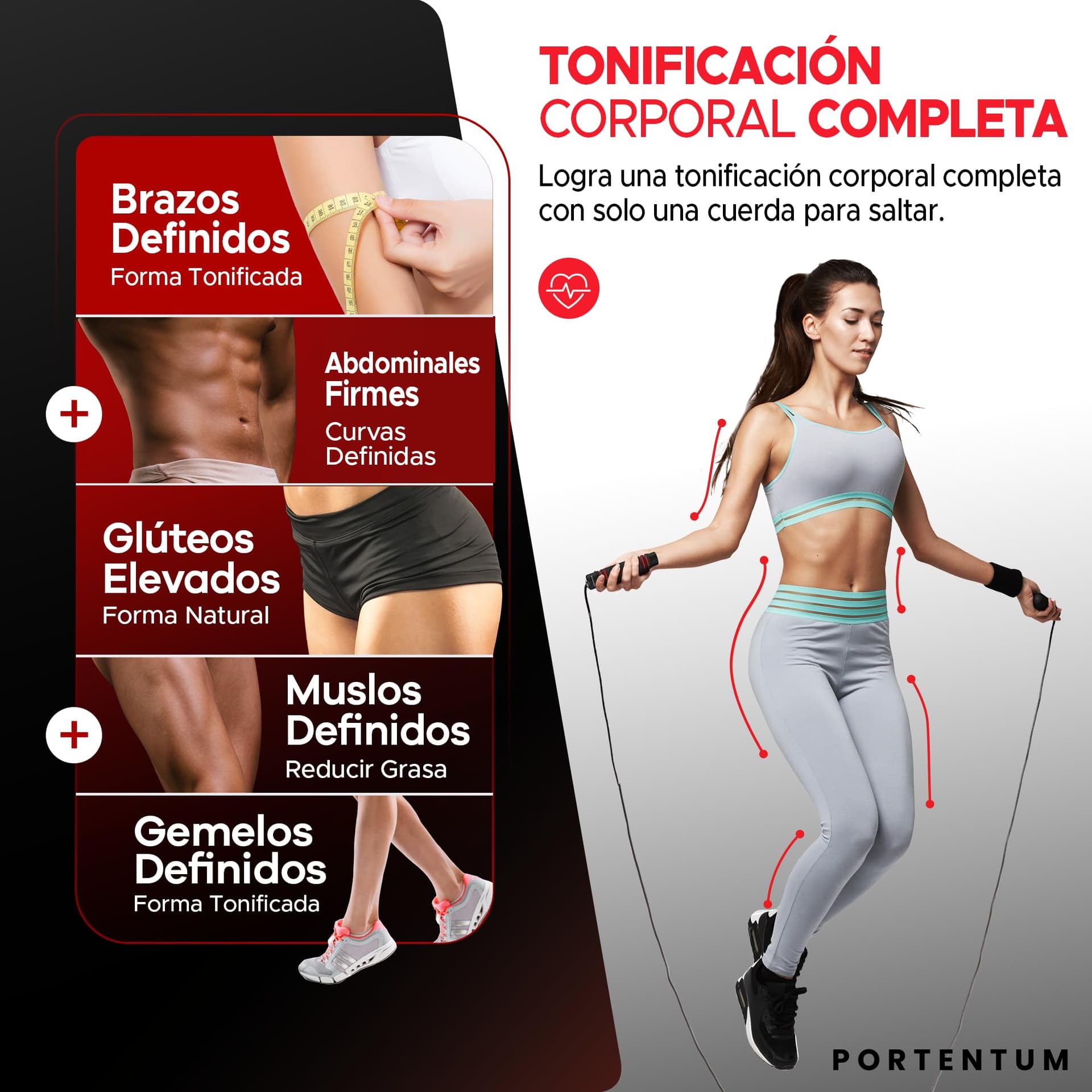 PORTENTUM Comba Crossfit con Mangos de Espuma Ergonómicos – Bild 2