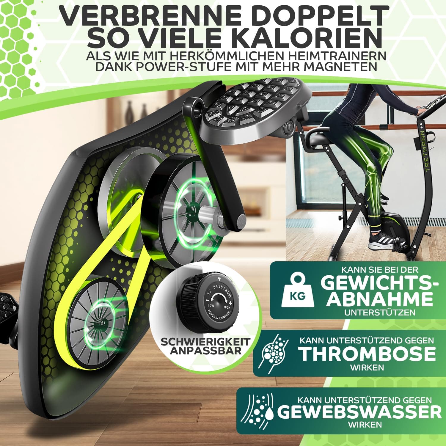 TRETMANN NEU 3in1 Heimtrainer Fahrrad klappbar -extra – Bild 6