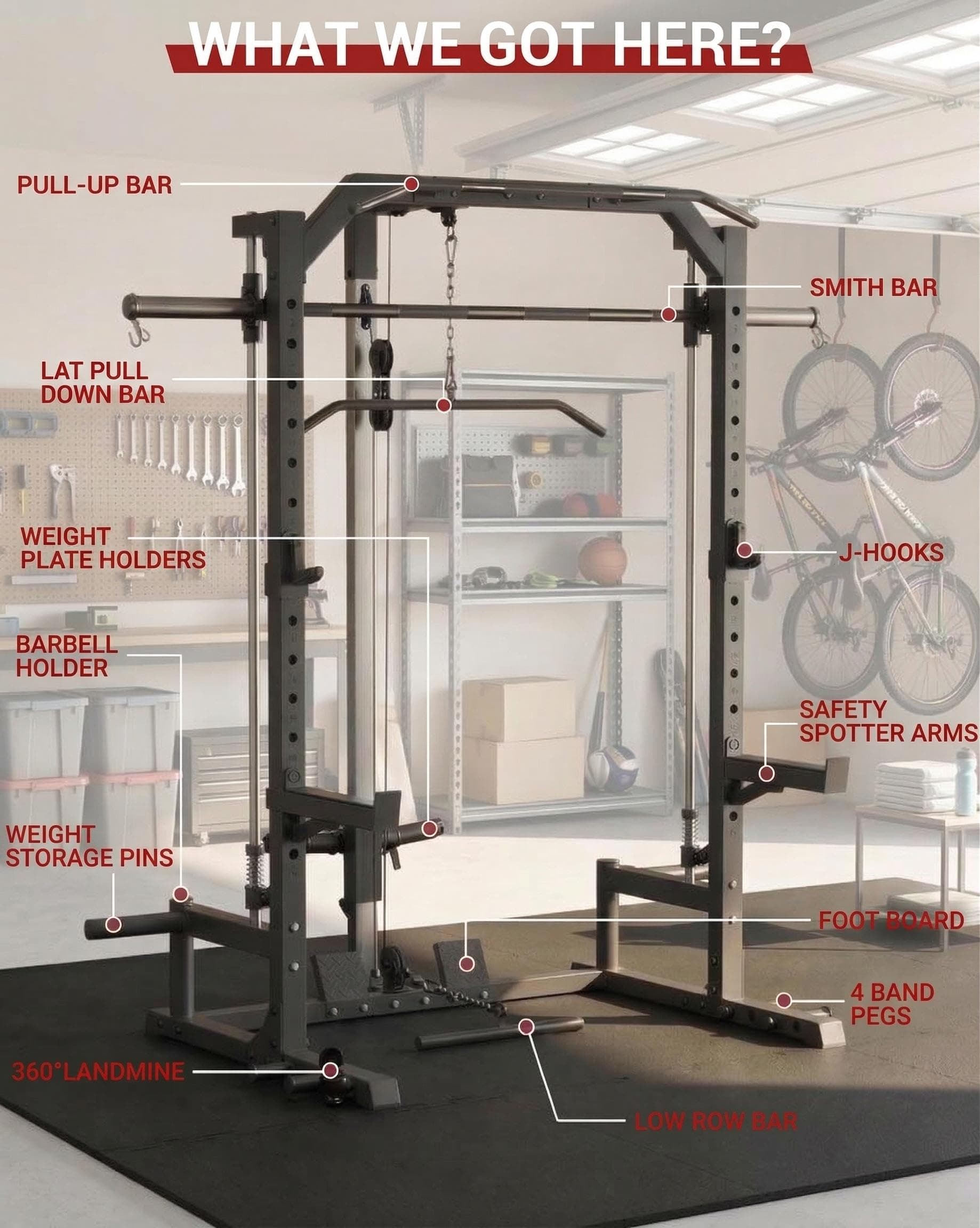 ActiveTrail Smith Machine Home Gym with LAT Pulldown System – Bild 4