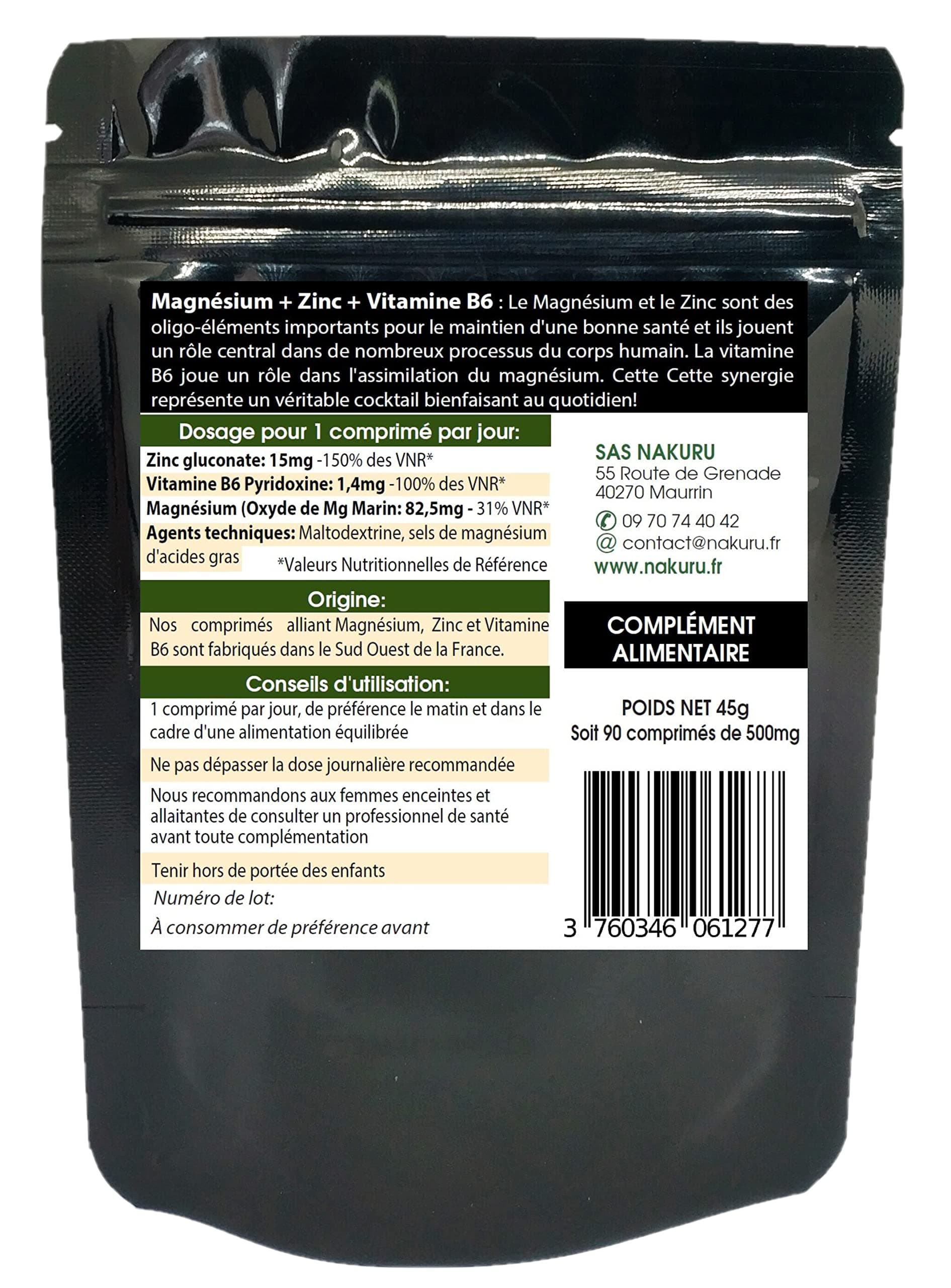NAKURU |Magnésium + Zinc+ Vitamine B6 – Bild 2