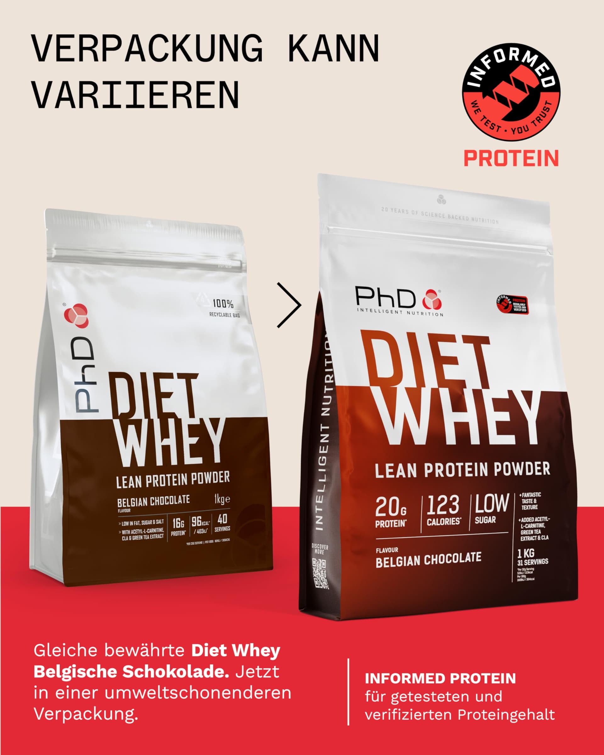 PhD Nutrition Diet Whey Lean Protein Powder, Belgian Chocolate Whey Protein Powder, 1kg – Bild 3
