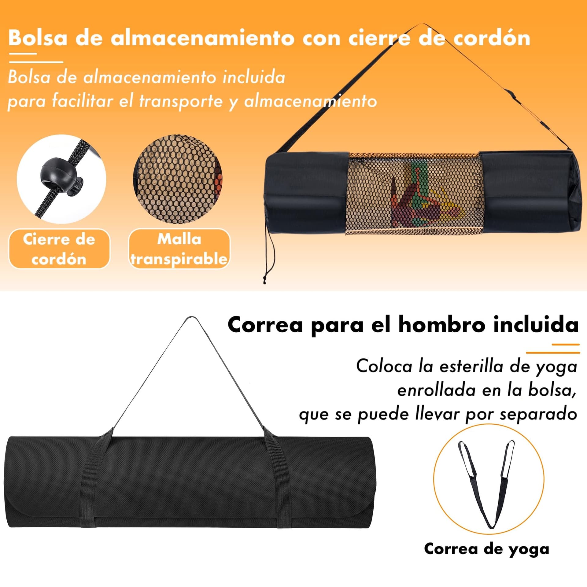 T-LOVENDO.ES Esterilla de Yoga Antideslizante con Funda y – Bild 6