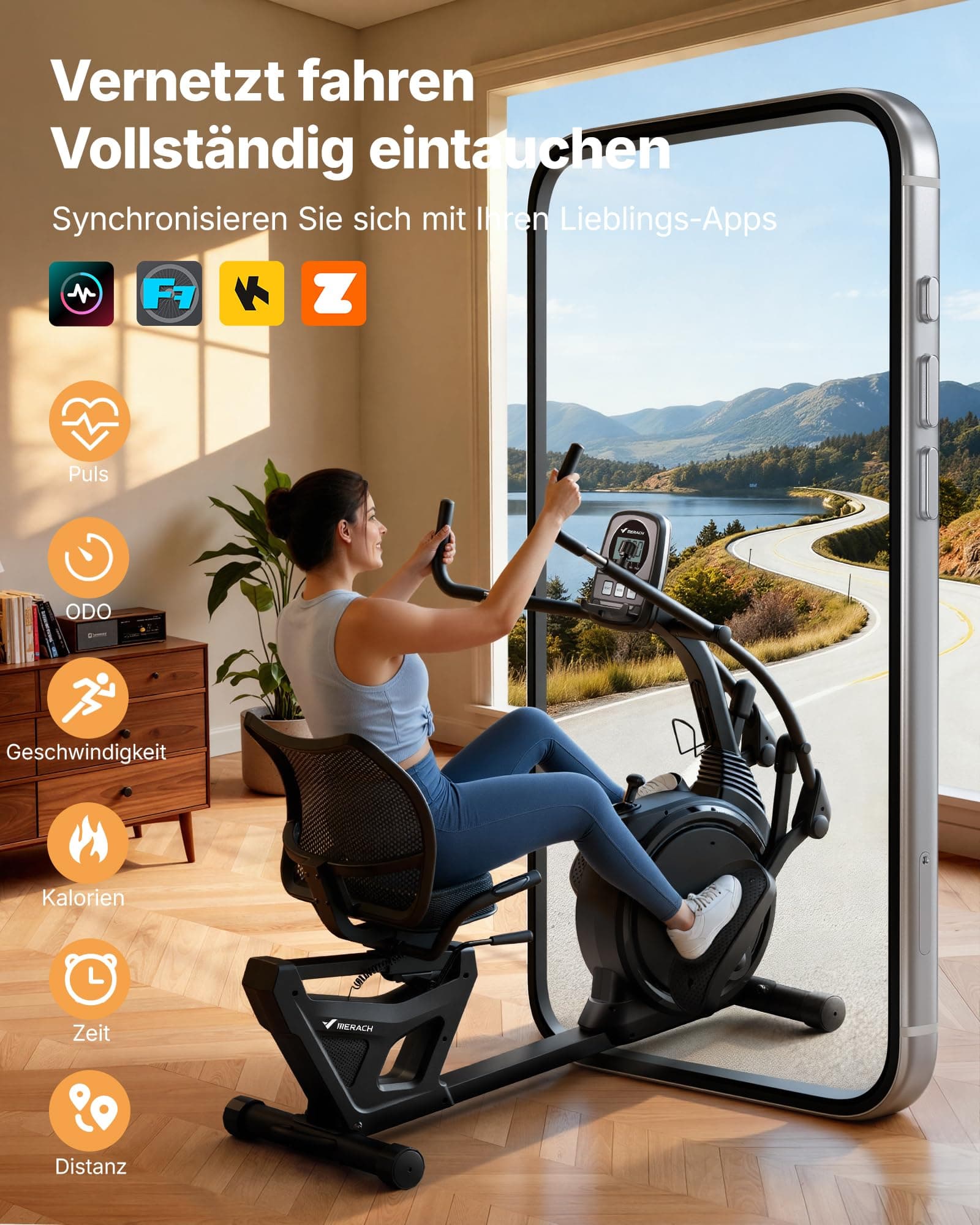 MERACH Liegeergometer für Zuhause mit 8 verstellbaren – Bild 7