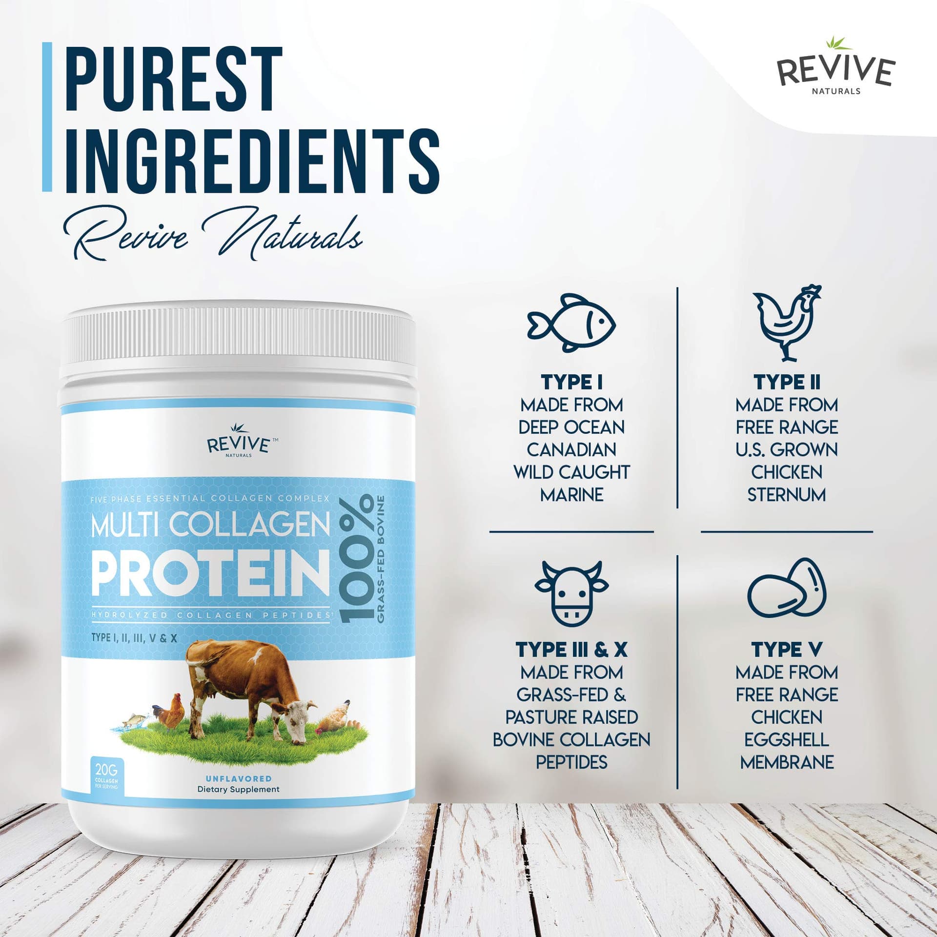 Revive Naturals Multi Collagen Peptides Protein Powder - 454g – Bild 4