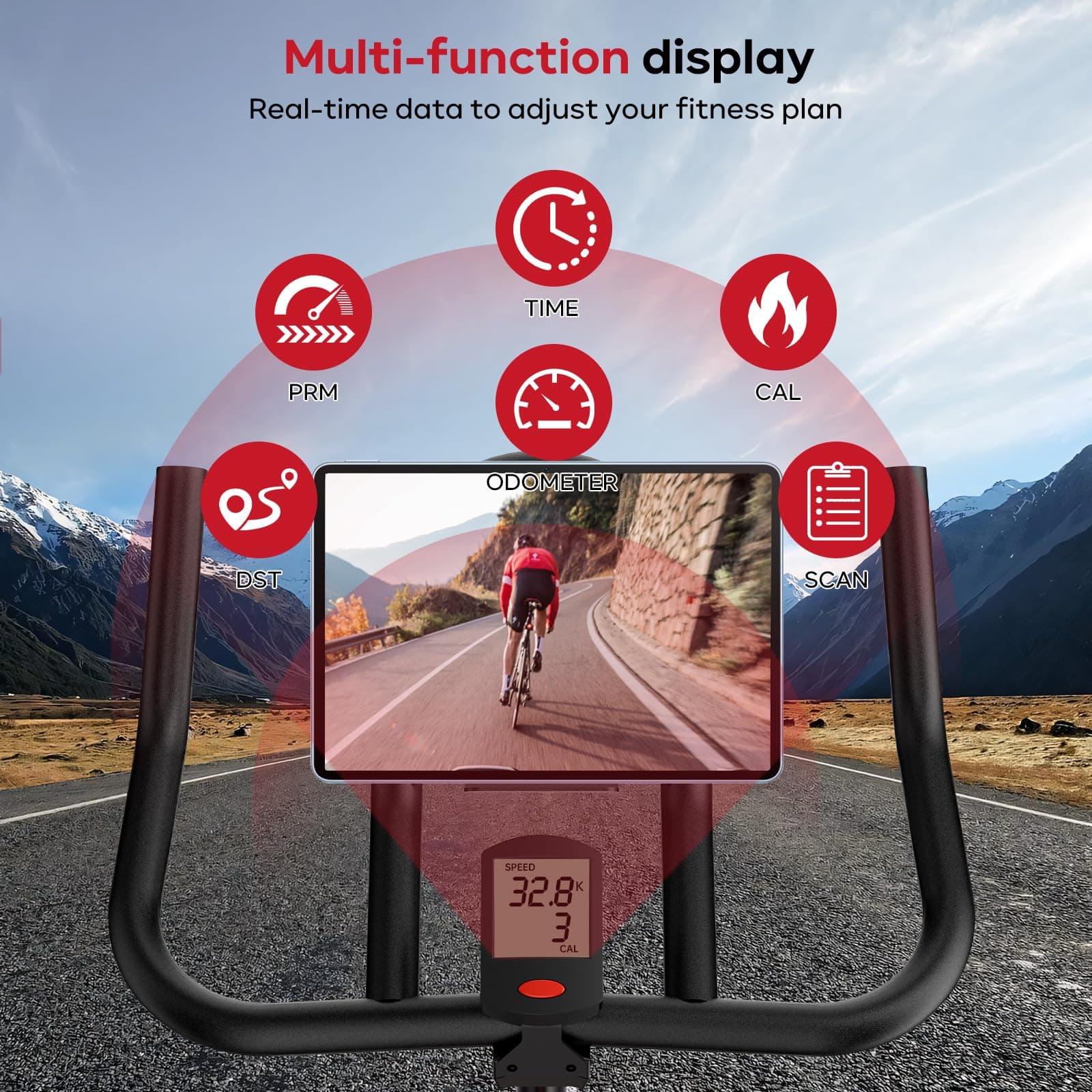 JOROTO Heimtrainer Fahrrad mit App & Bluetooth – Bild 6