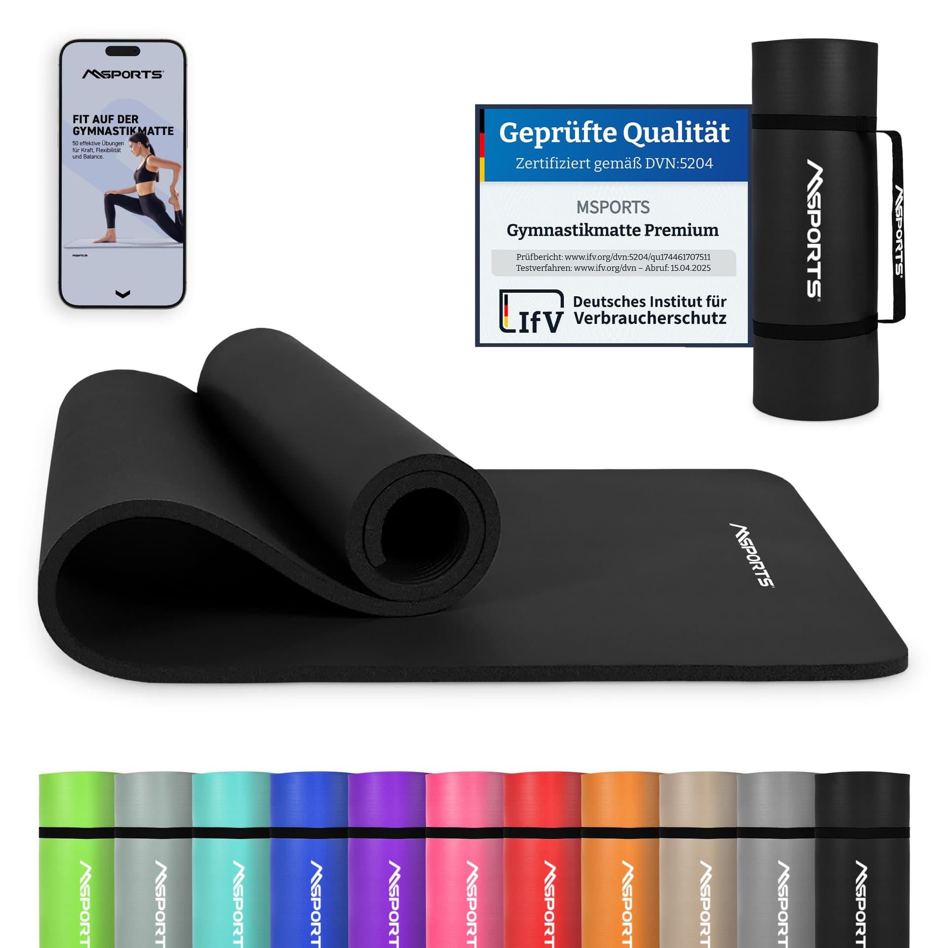 MSPORTS MSPORTS Gymnastikmatte Premium inkl. Tragegurt +