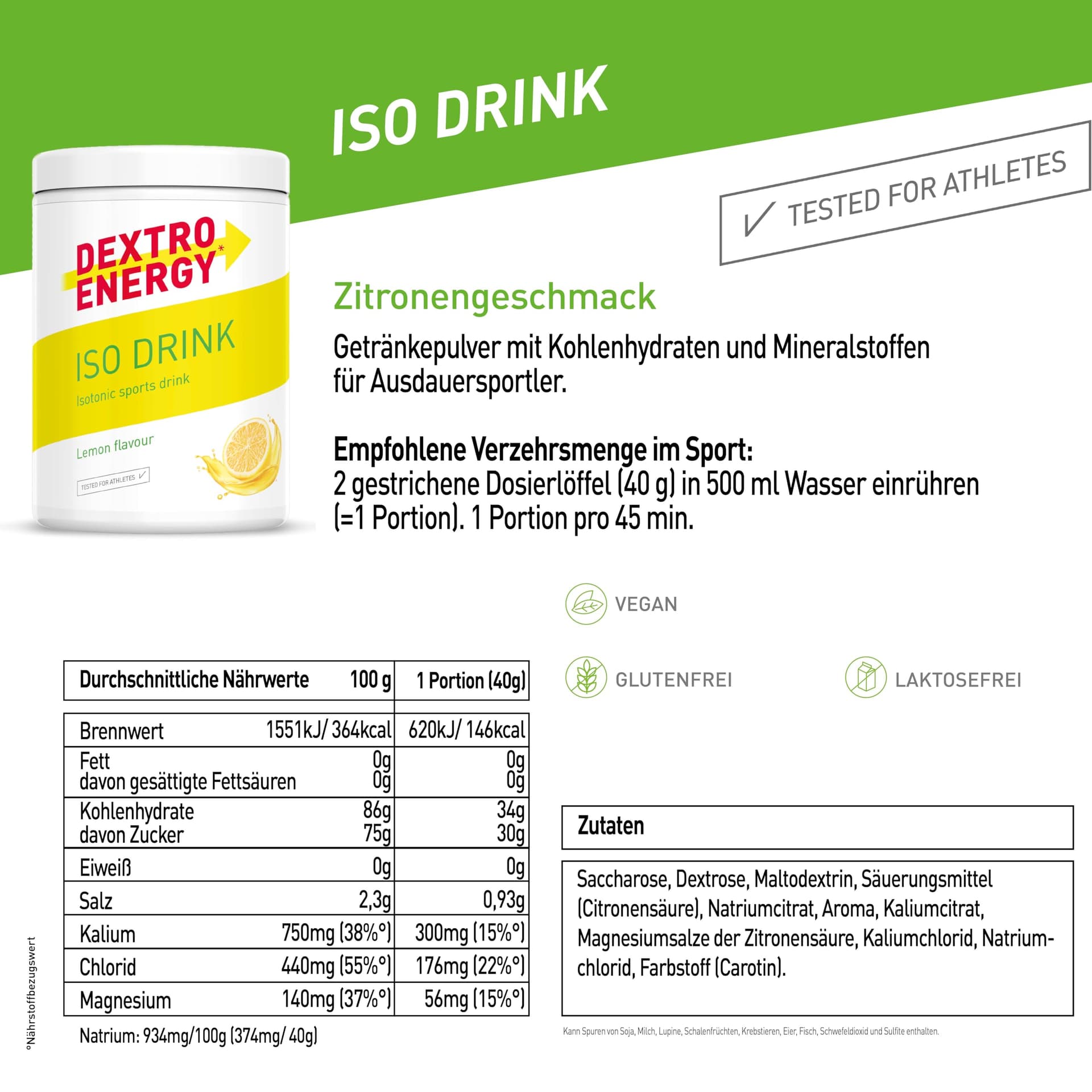 Dextro Energy Iso Drink Elektrolyte Sport Getränkepulver – Bild 6