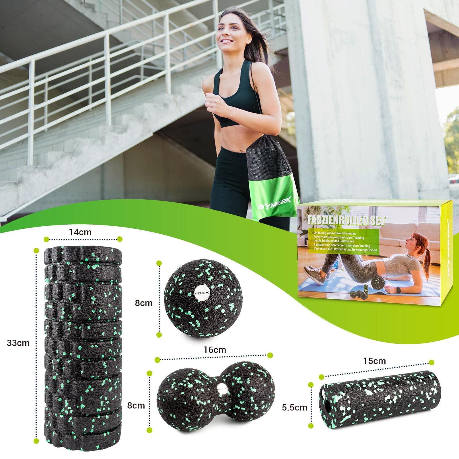 Faszienrolle Set mit 3D-Texturmassage – Bild 7