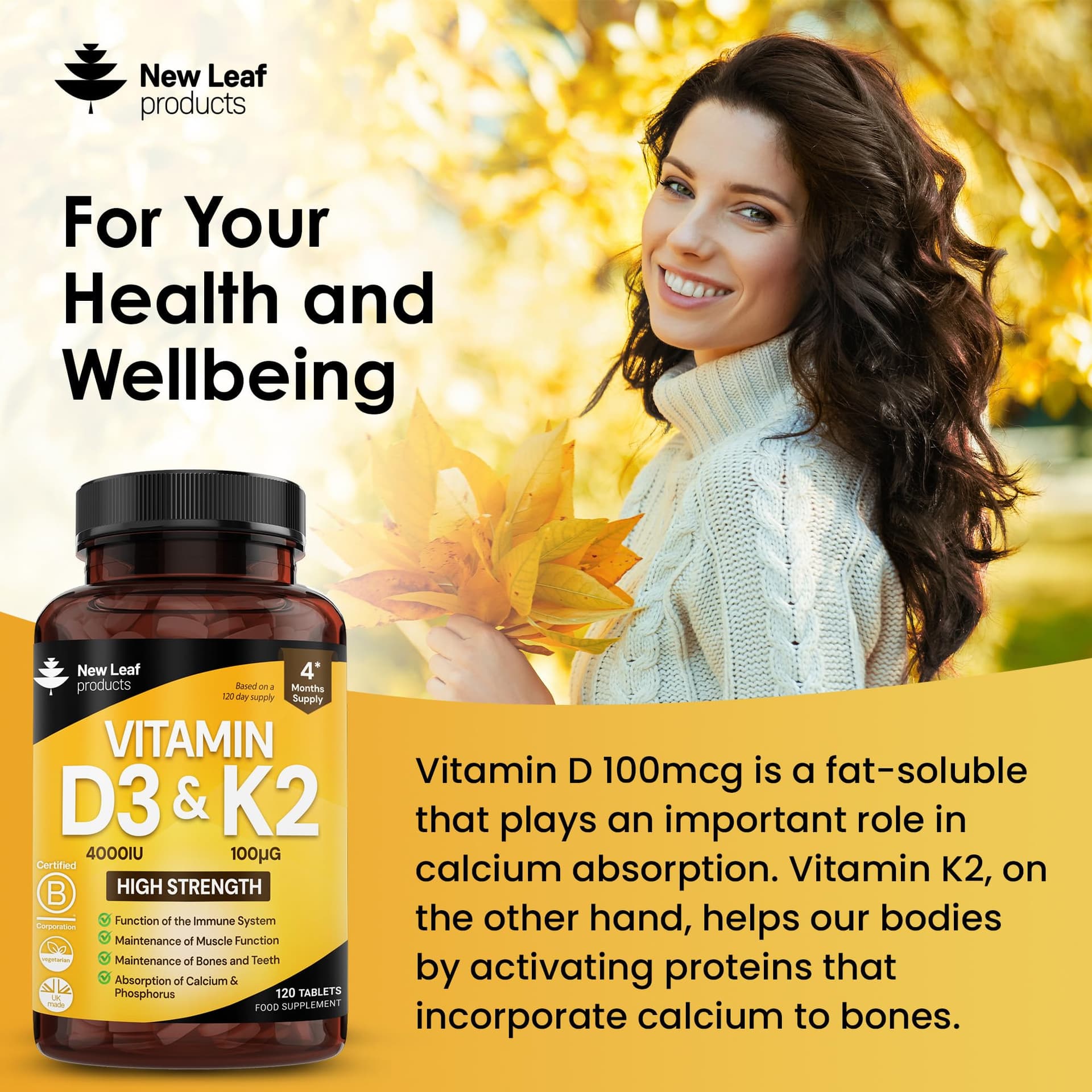 NEW LEAF PRODUCTS Vitamin D3 K2 – Bild 3