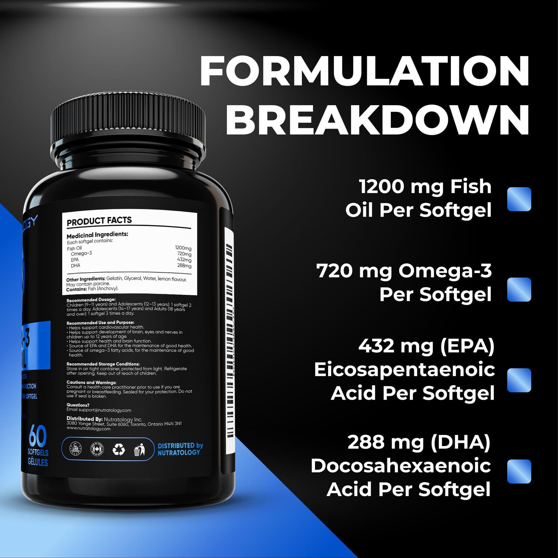 Nutratology ® Omega 3 Fish Oil Supplement Triple Strength with Fatty Acids - 1200MG – Bild 5