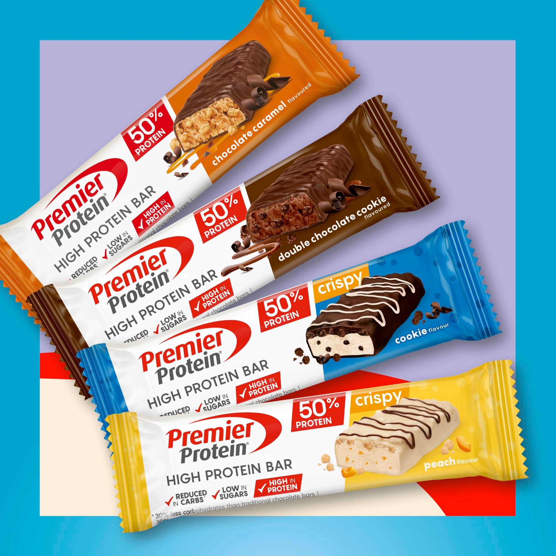Premier Protein High Protein Bar 50% - Multiflavourbox - 20x40g – Bild 2