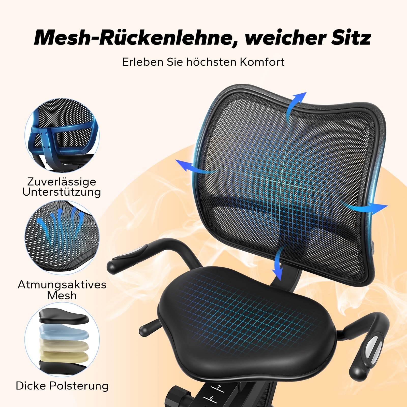 MERACH Liegeergometer für Zuhause mit 8 verstellbaren – Bild 3