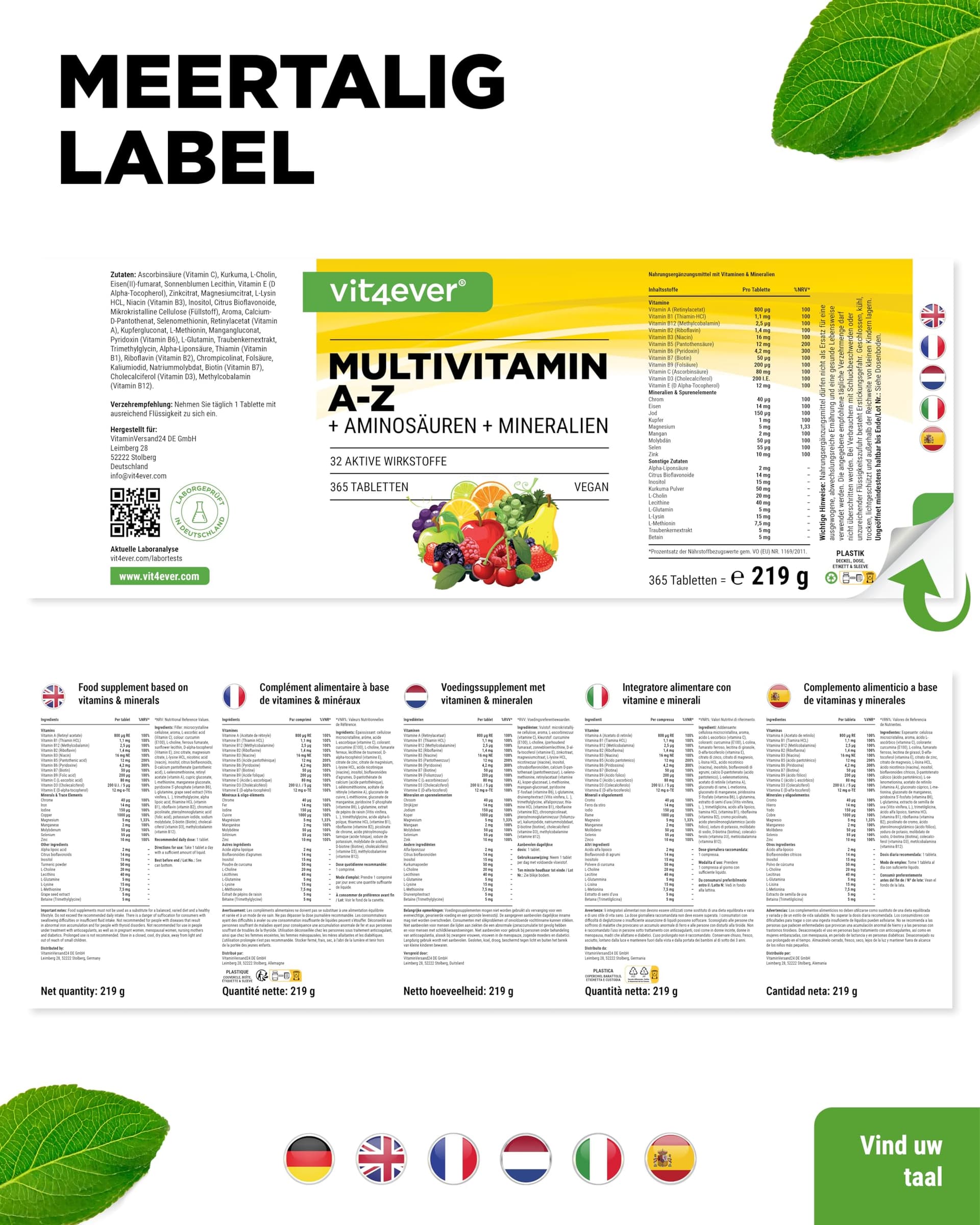 Vit4ever Multivitamin A-Z - 365 Tabletten – Bild 8