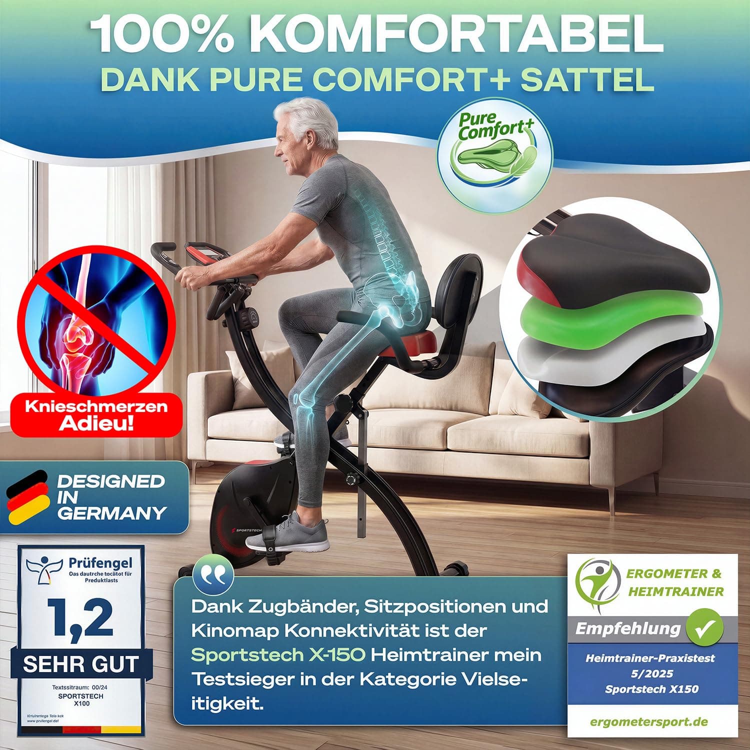 Sportstech Heimtrainer Fahrrad Klappbar X150 – Bild 2
