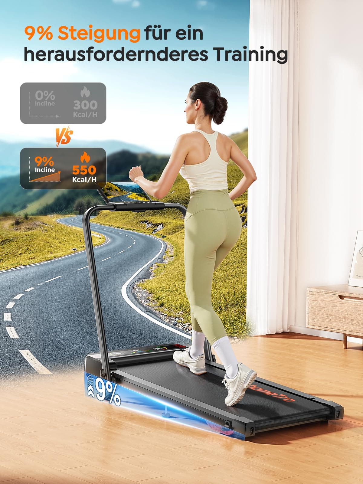 HomeTro Klappbares Laufband mit Steigung für Zuhause & Büro – Bild 2
